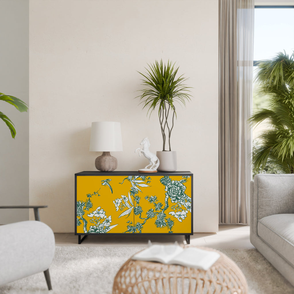 YELLOW CHINOISERIE Sideboard mit 2 Türen in Schwarz