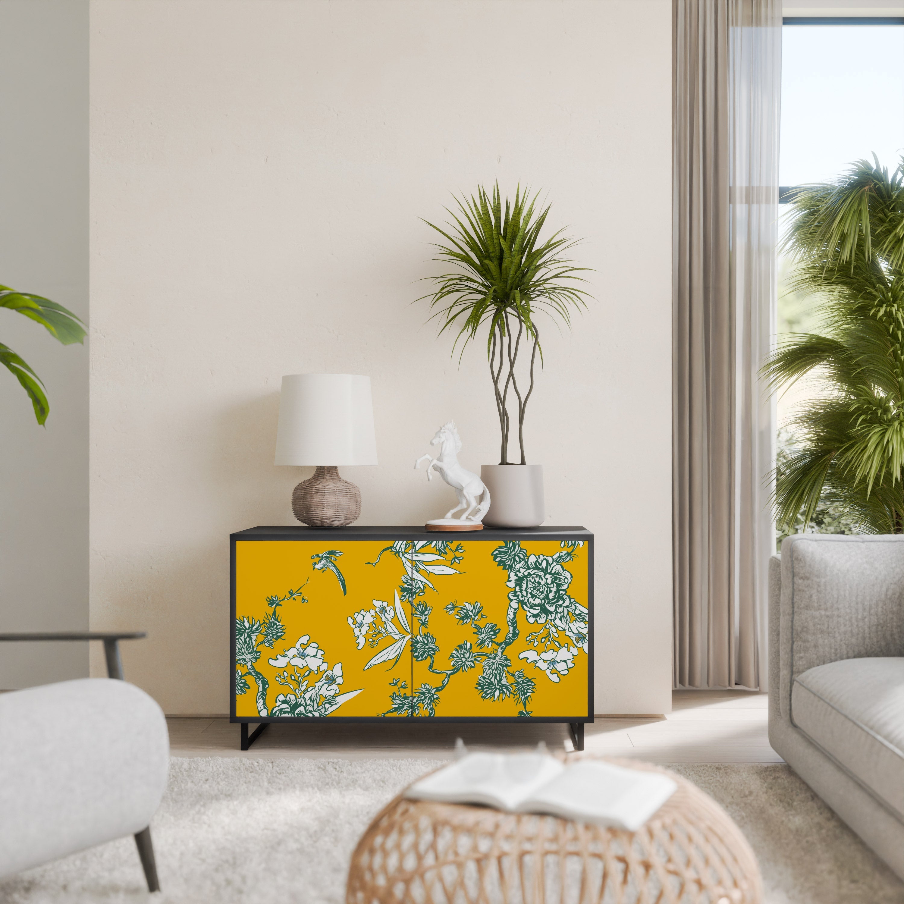 YELLOW CHINOISERIE Sideboard mit 2 Türen in Schwarz