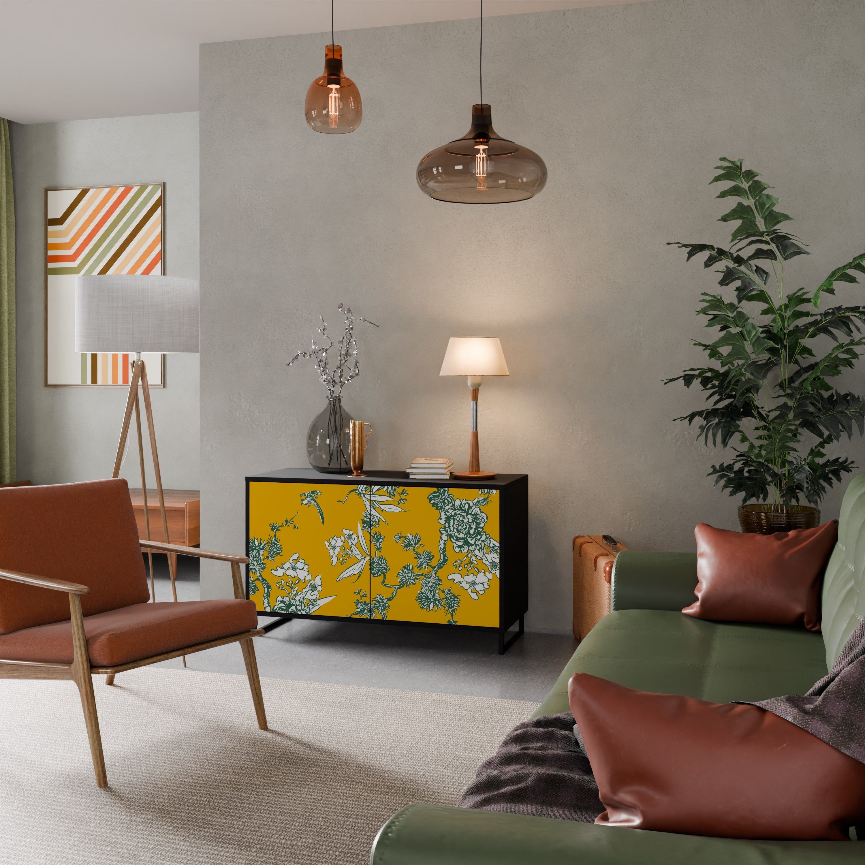 YELLOW CHINOISERIE Sideboard mit 2 Türen in Schwarz