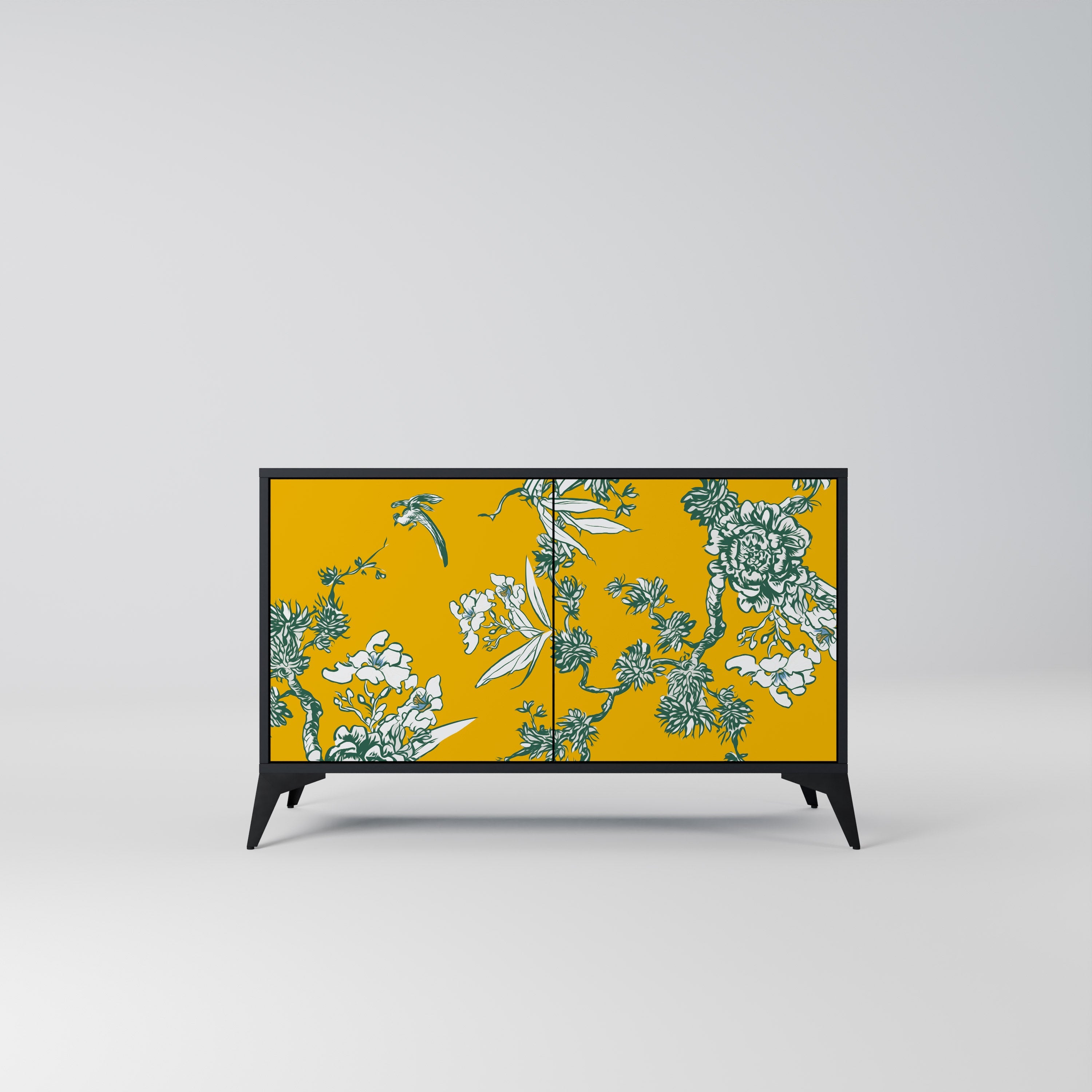 YELLOW CHINOISERIE Sideboard mit 2 Türen in Schwarz