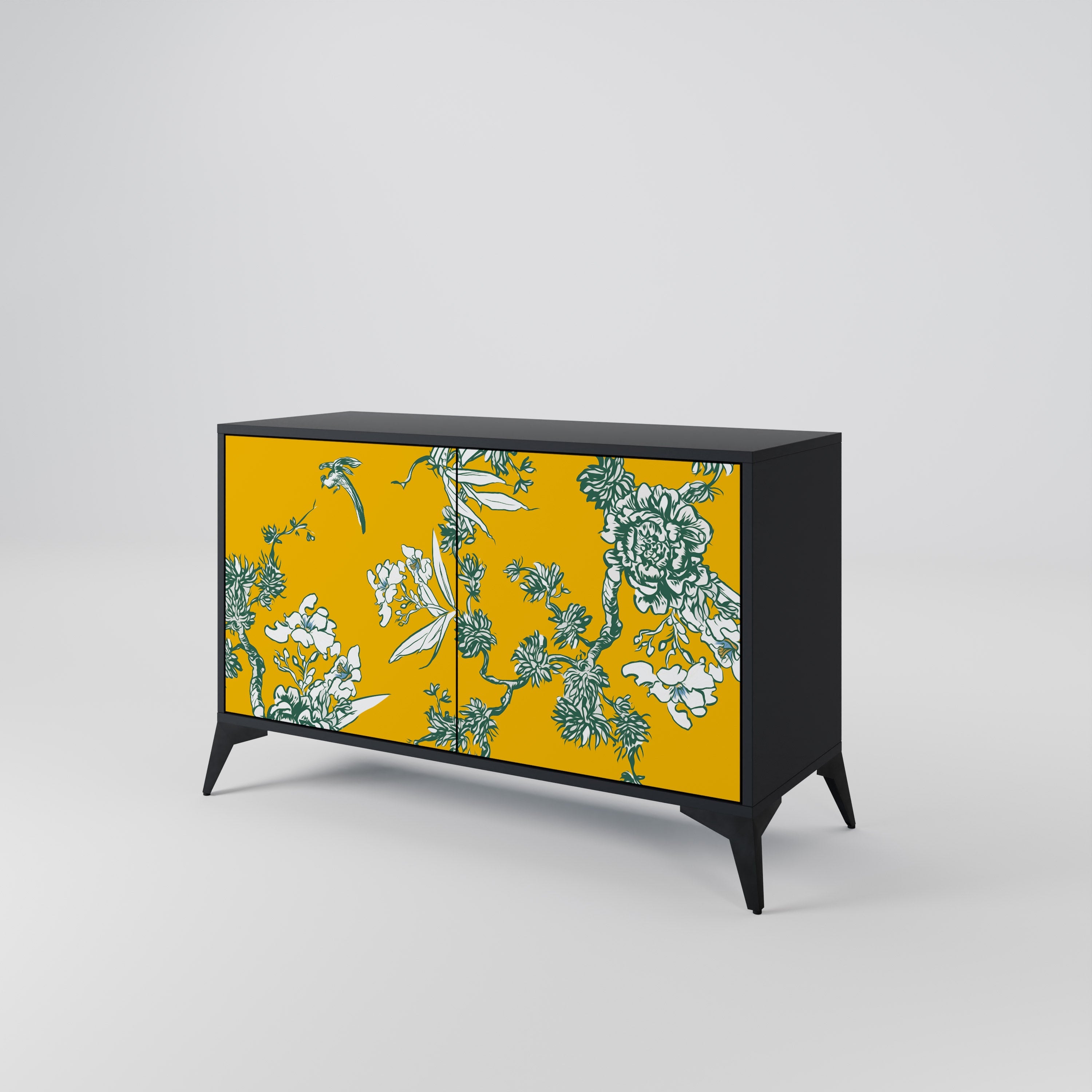 YELLOW CHINOISERIE Sideboard mit 2 Türen in Schwarz