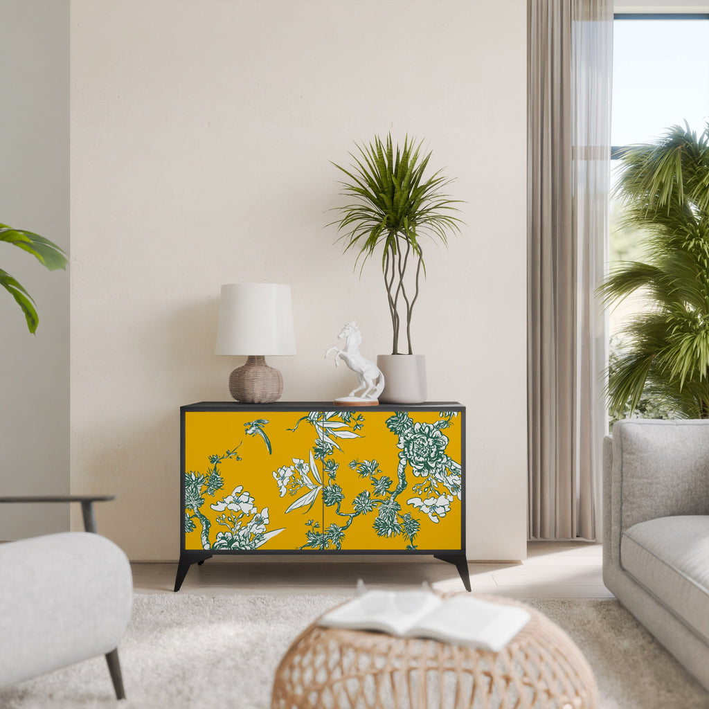 YELLOW CHINOISERIE Sideboard mit 2 Türen in Schwarz