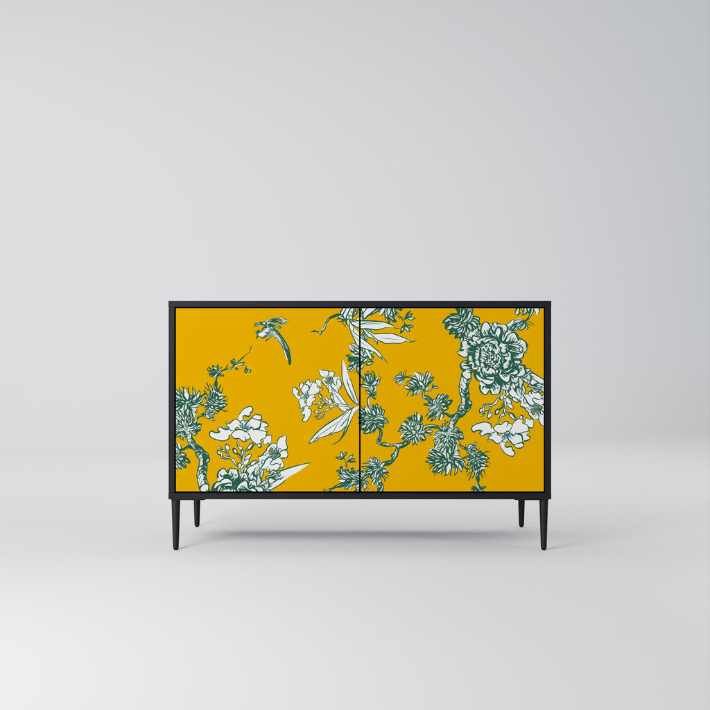 YELLOW CHINOISERIE Sideboard mit 2 Türen in Schwarz