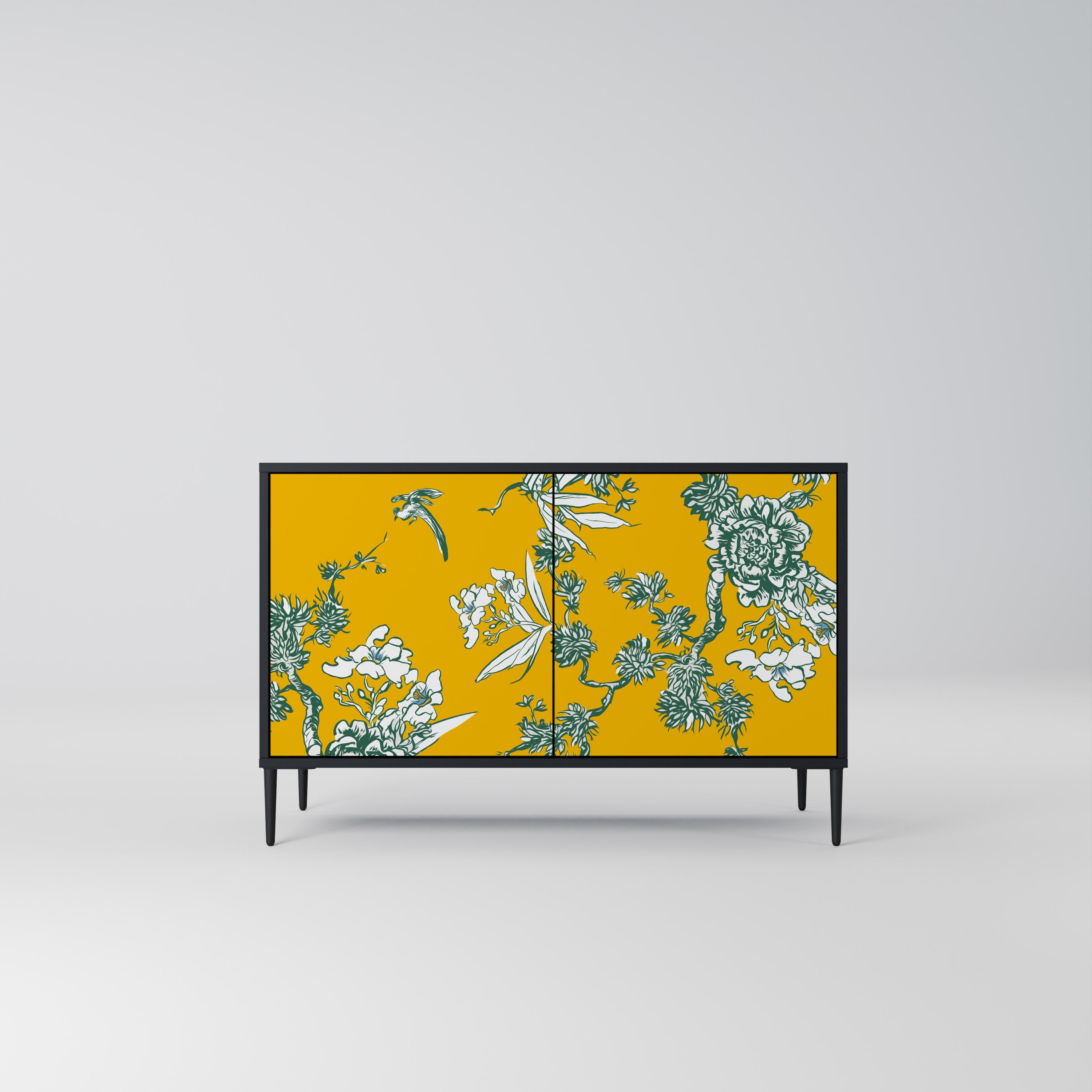 YELLOW CHINOISERIE Sideboard mit 2 Türen in Schwarz