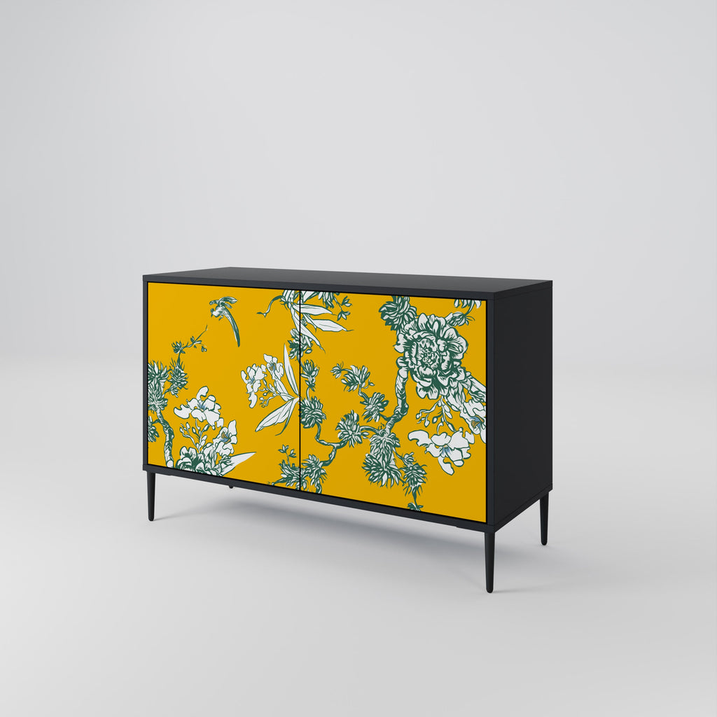 YELLOW CHINOISERIE Sideboard mit 2 Türen in Schwarz