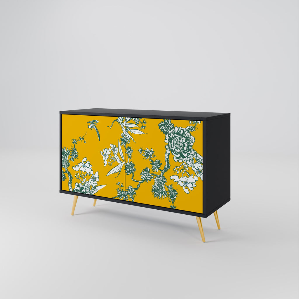 YELLOW CHINOISERIE Sideboard mit 2 Türen in Schwarz
