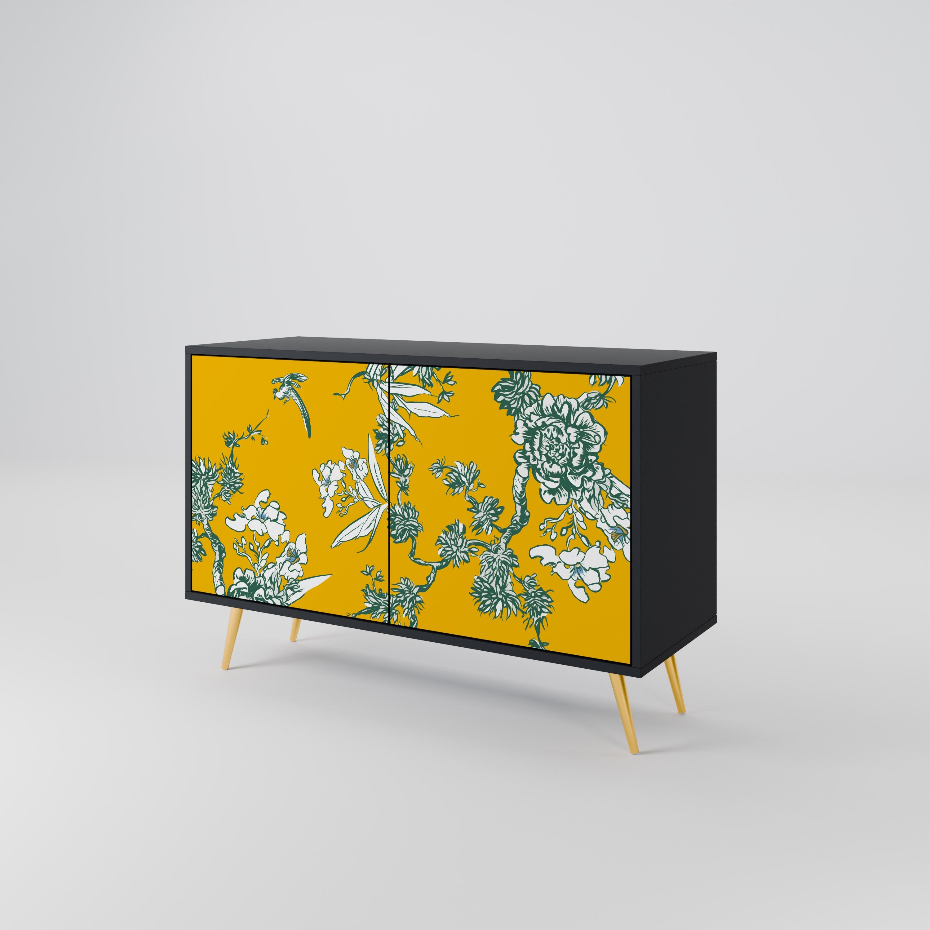 YELLOW CHINOISERIE Sideboard mit 2 Türen in Schwarz