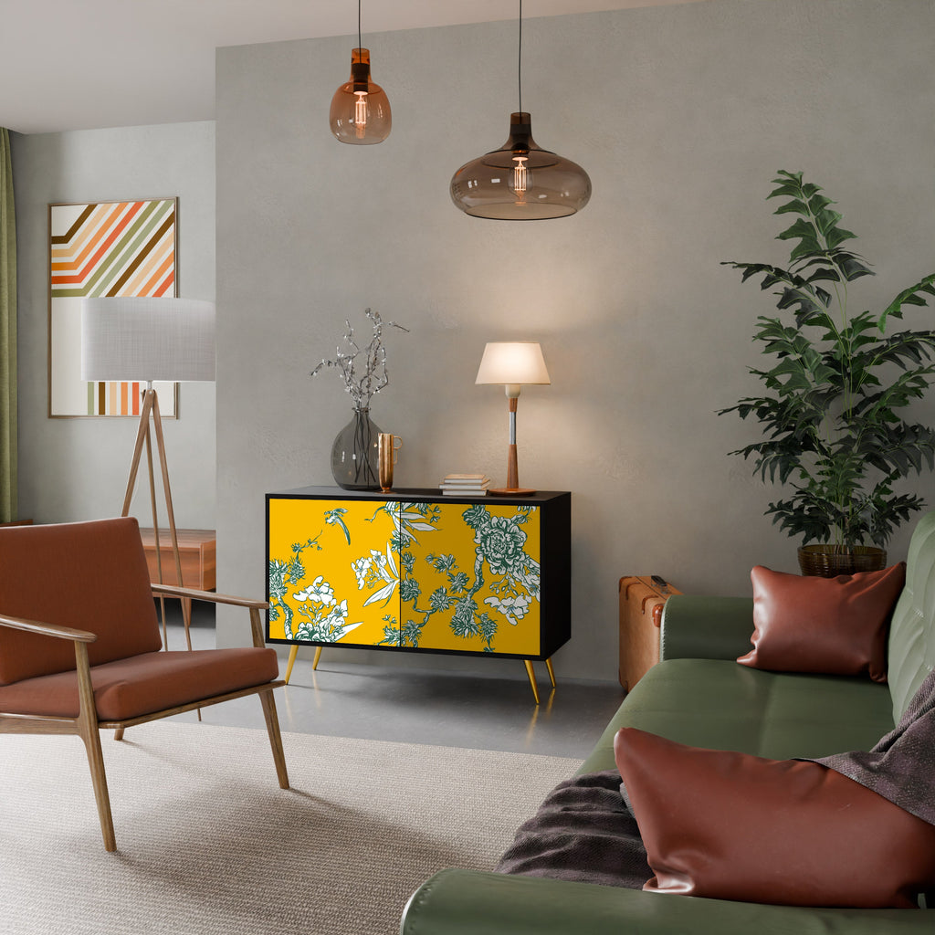 YELLOW CHINOISERIE Sideboard mit 2 Türen in Schwarz