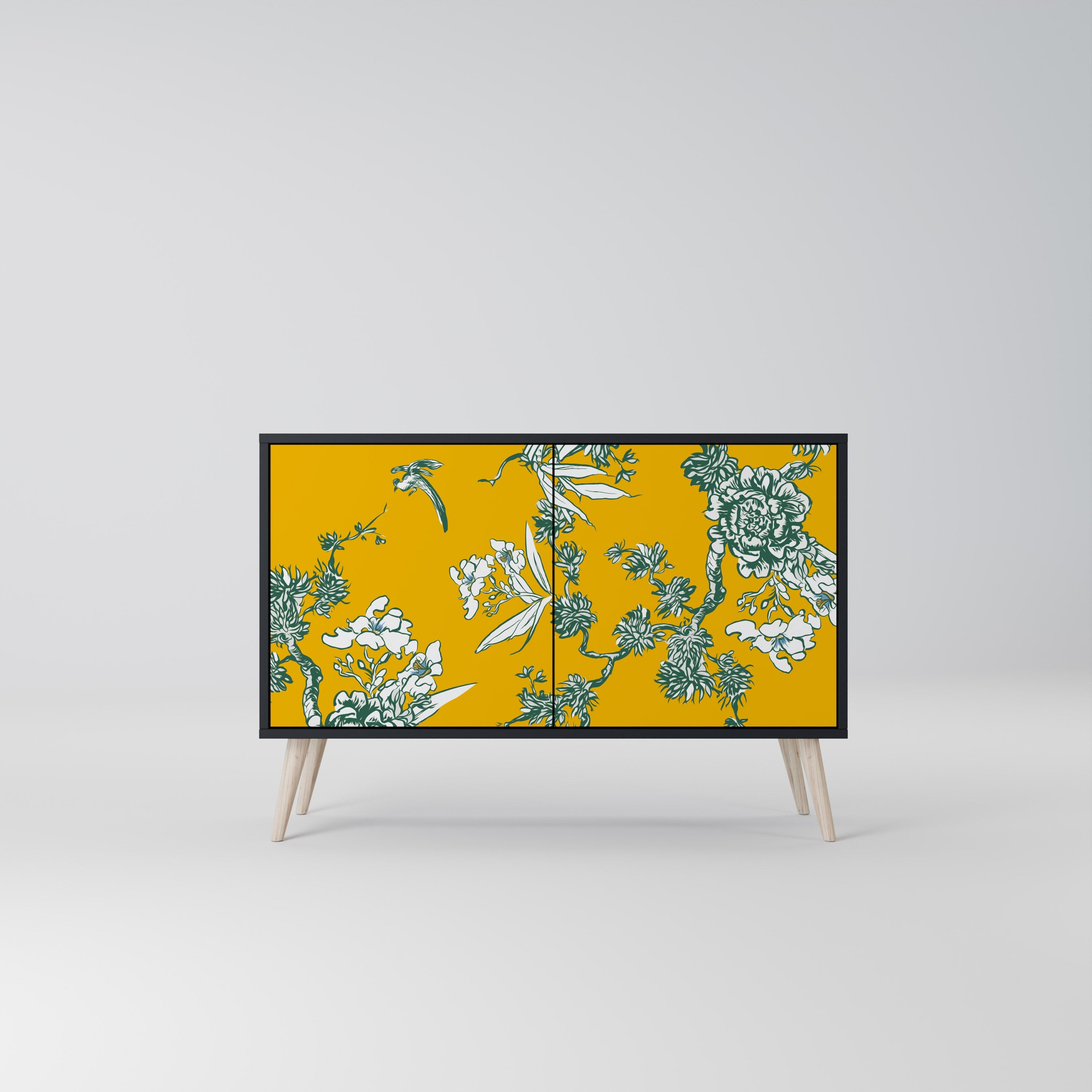 YELLOW CHINOISERIE Sideboard mit 2 Türen in Schwarz