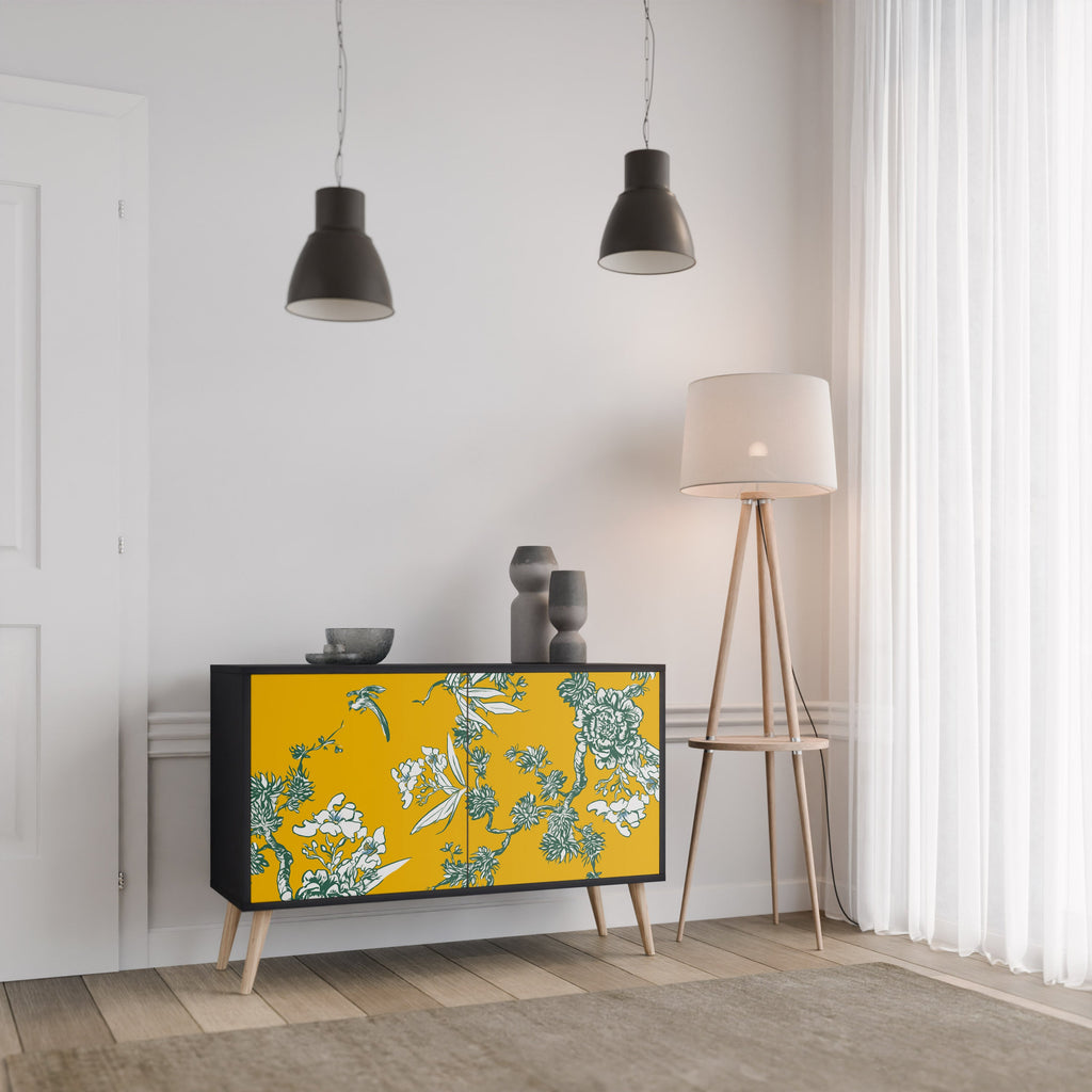 YELLOW CHINOISERIE Sideboard mit 2 Türen in Schwarz