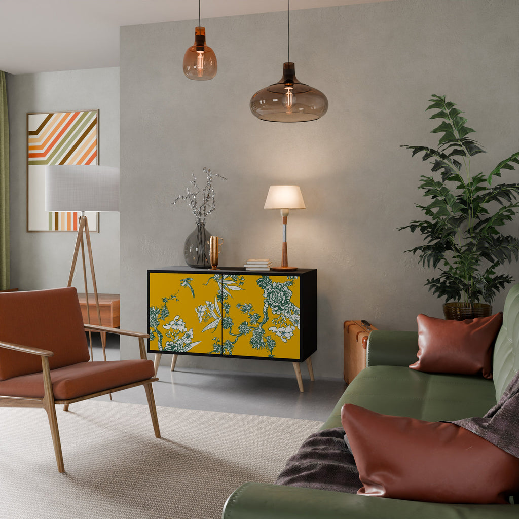 YELLOW CHINOISERIE Sideboard mit 2 Türen in Schwarz