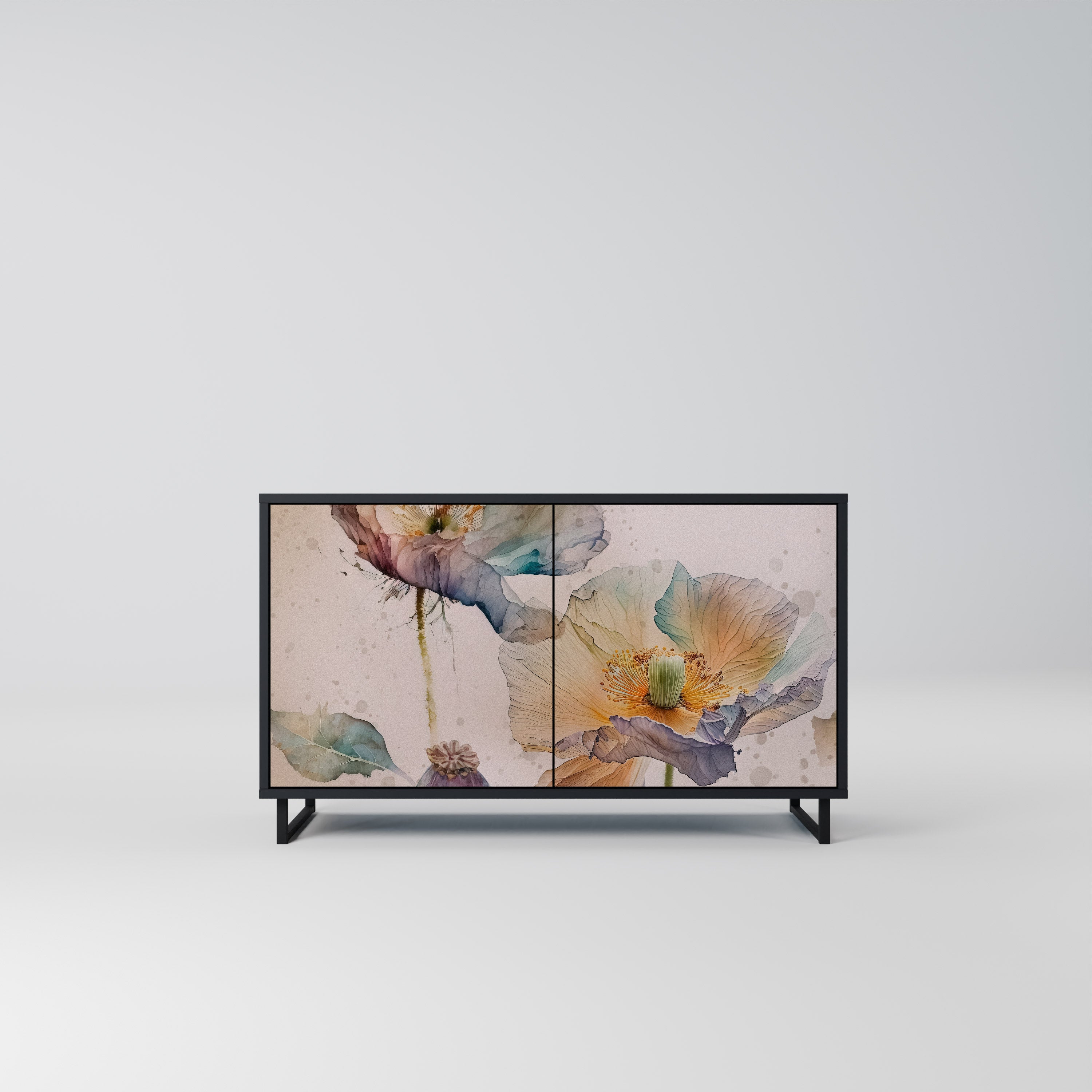 SOFTEN POPPY 2-Door Sideboard in Black Finish