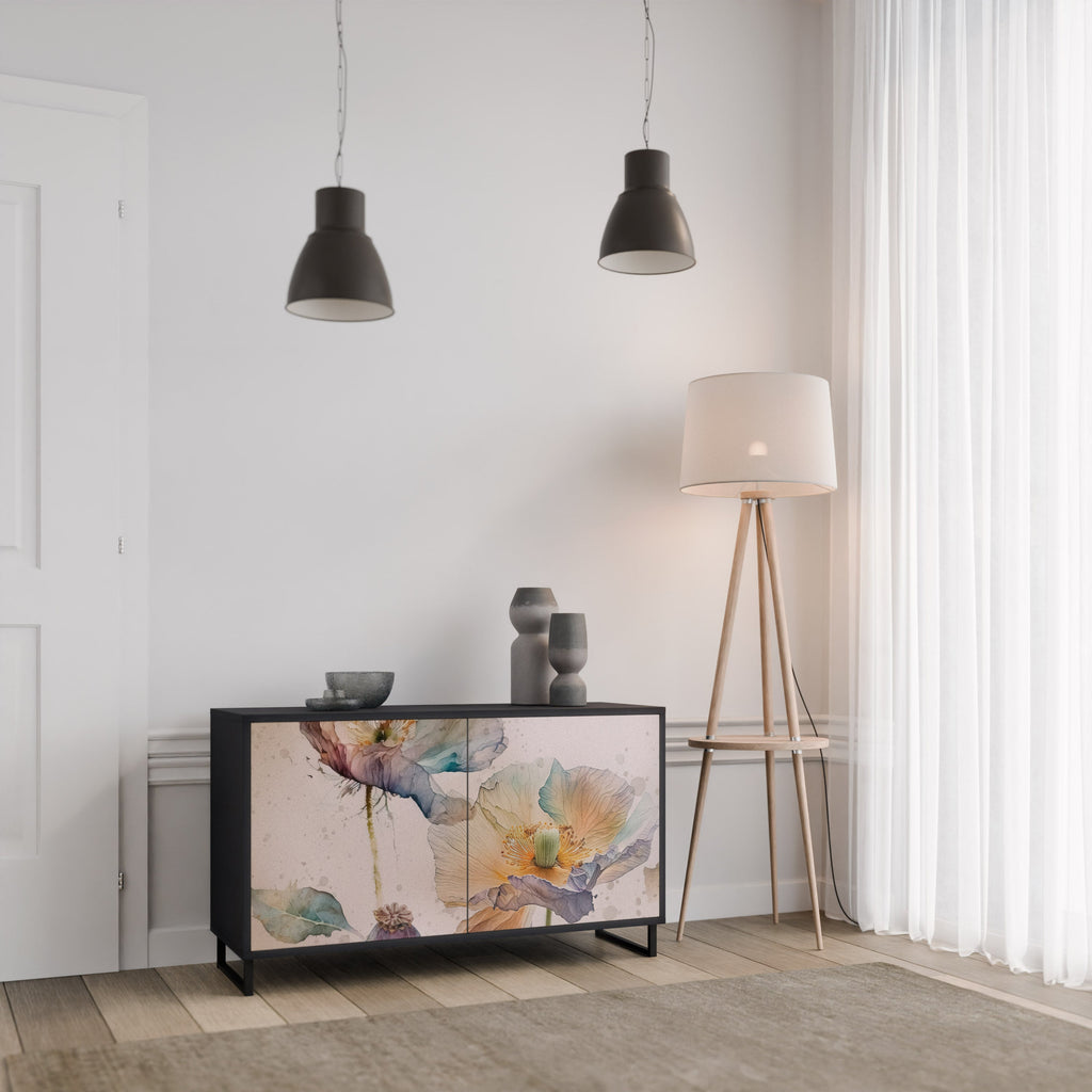 SOFTEN POPPY Sideboard mit 2 Türen in Schwarz