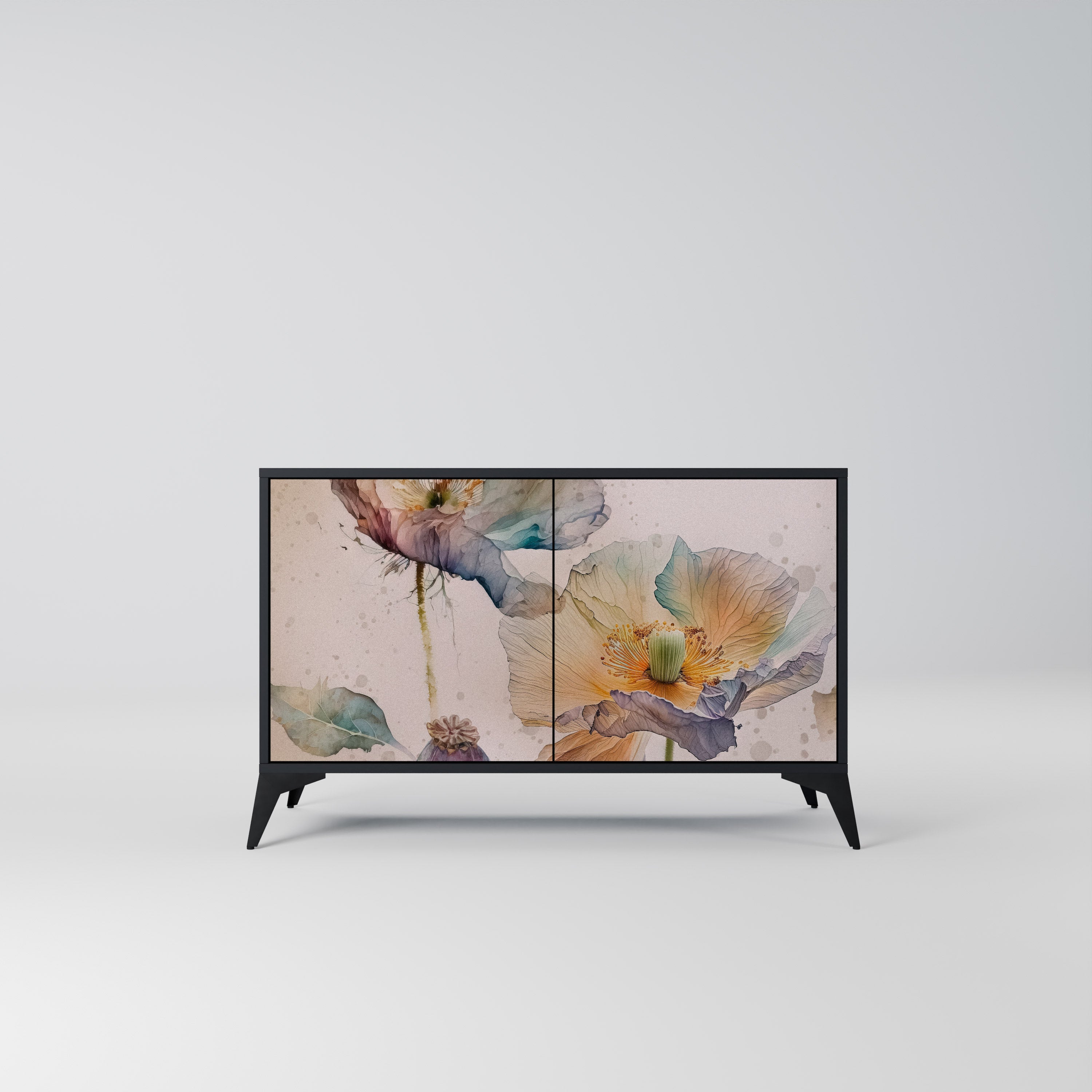 SOFTEN POPPY 2-Door Sideboard in Black Finish