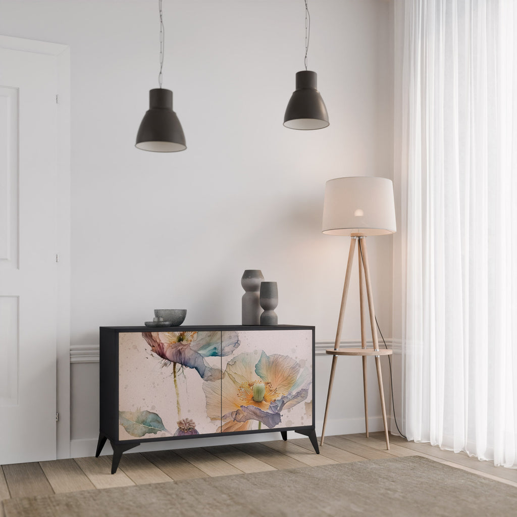 SOFTEN POPPY Sideboard mit 2 Türen in Schwarz