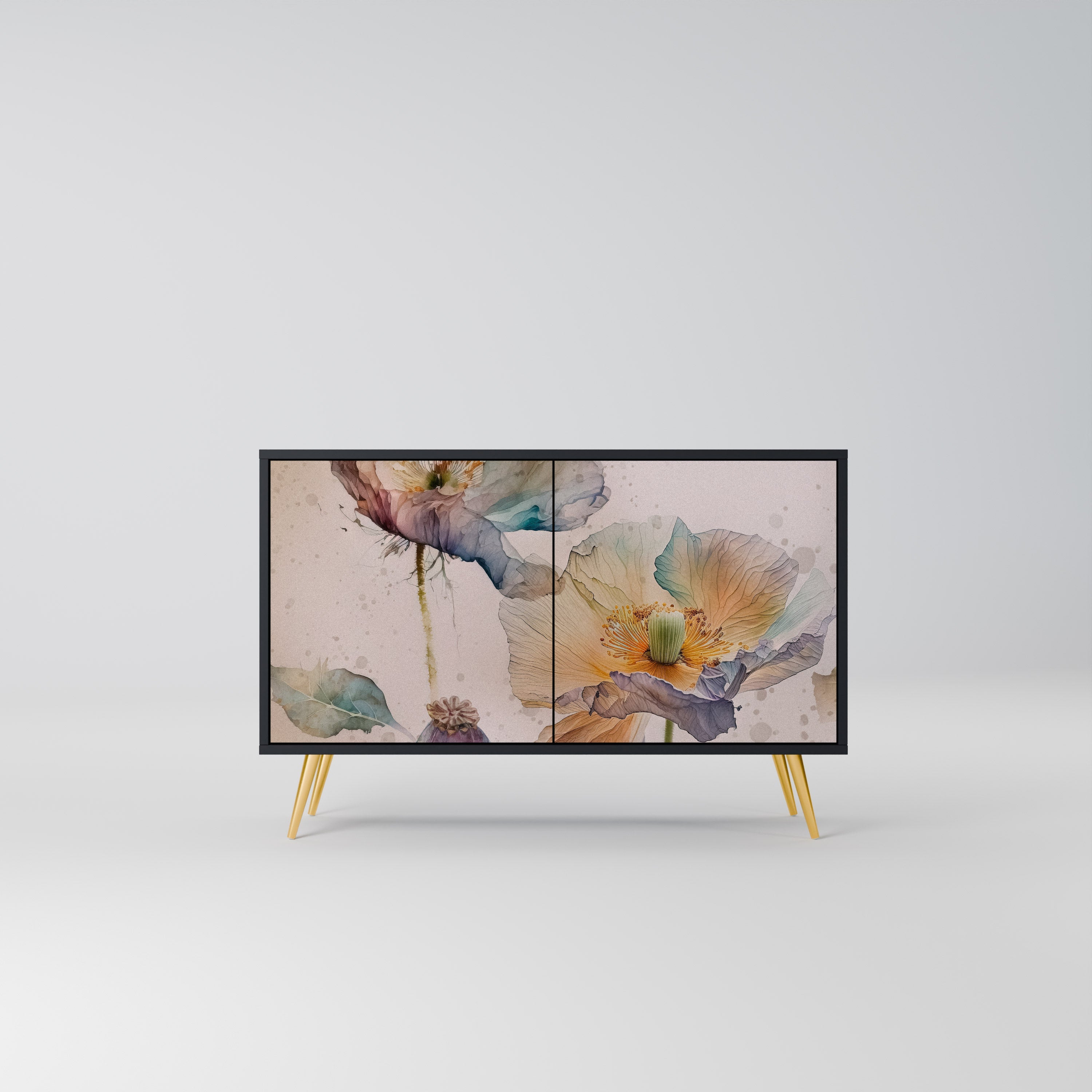 SOFTEN POPPY 2-Door Sideboard in Black Finish