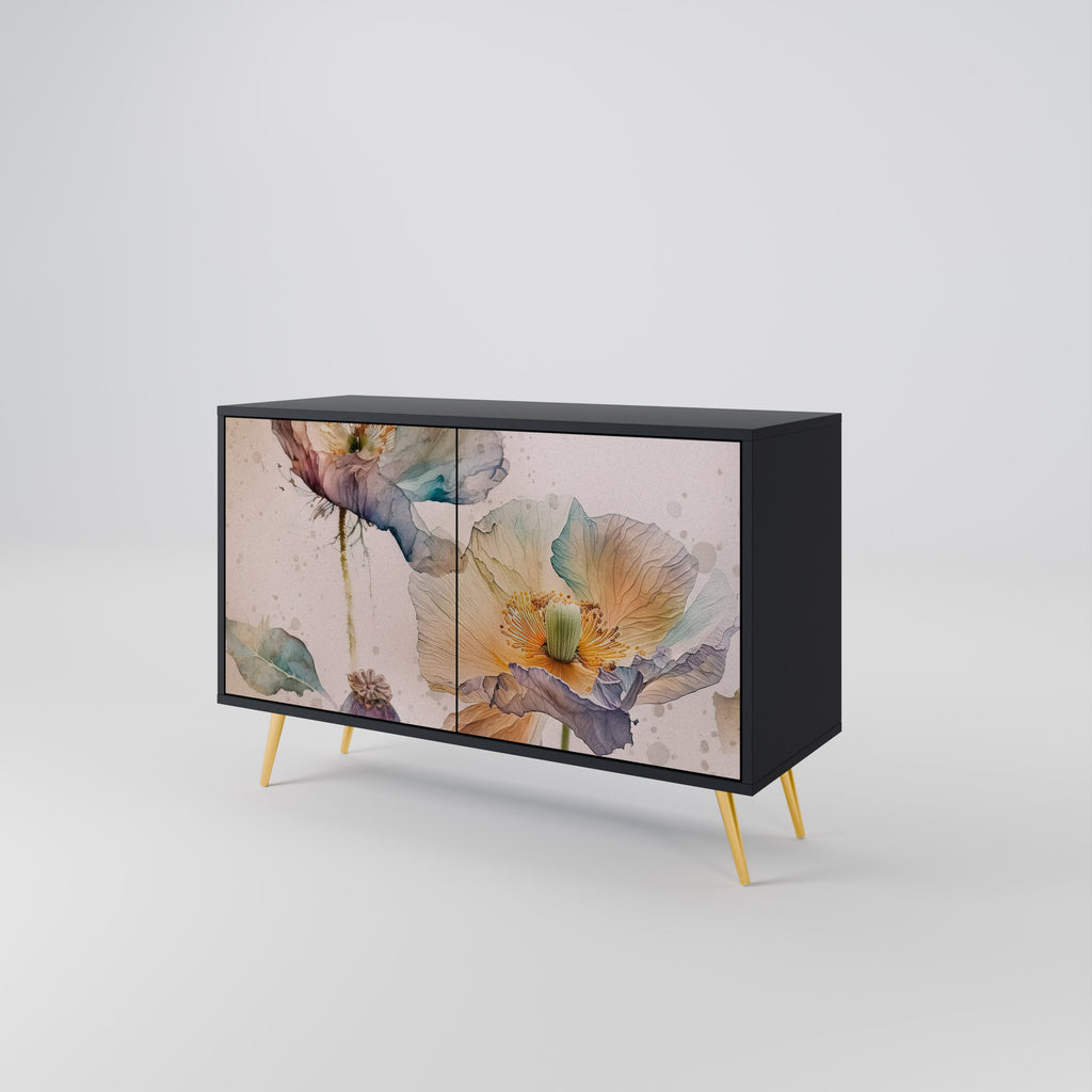 SOFTEN POPPY Sideboard mit 2 Türen in Schwarz