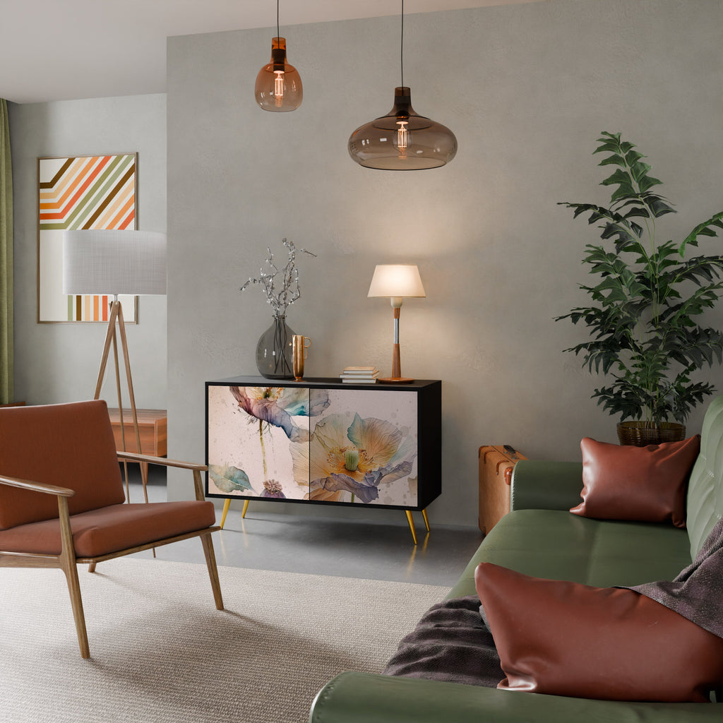 SOFTEN POPPY Sideboard mit 2 Türen in Schwarz