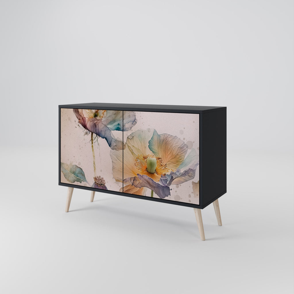 SOFTEN POPPY Sideboard mit 2 Türen in Schwarz