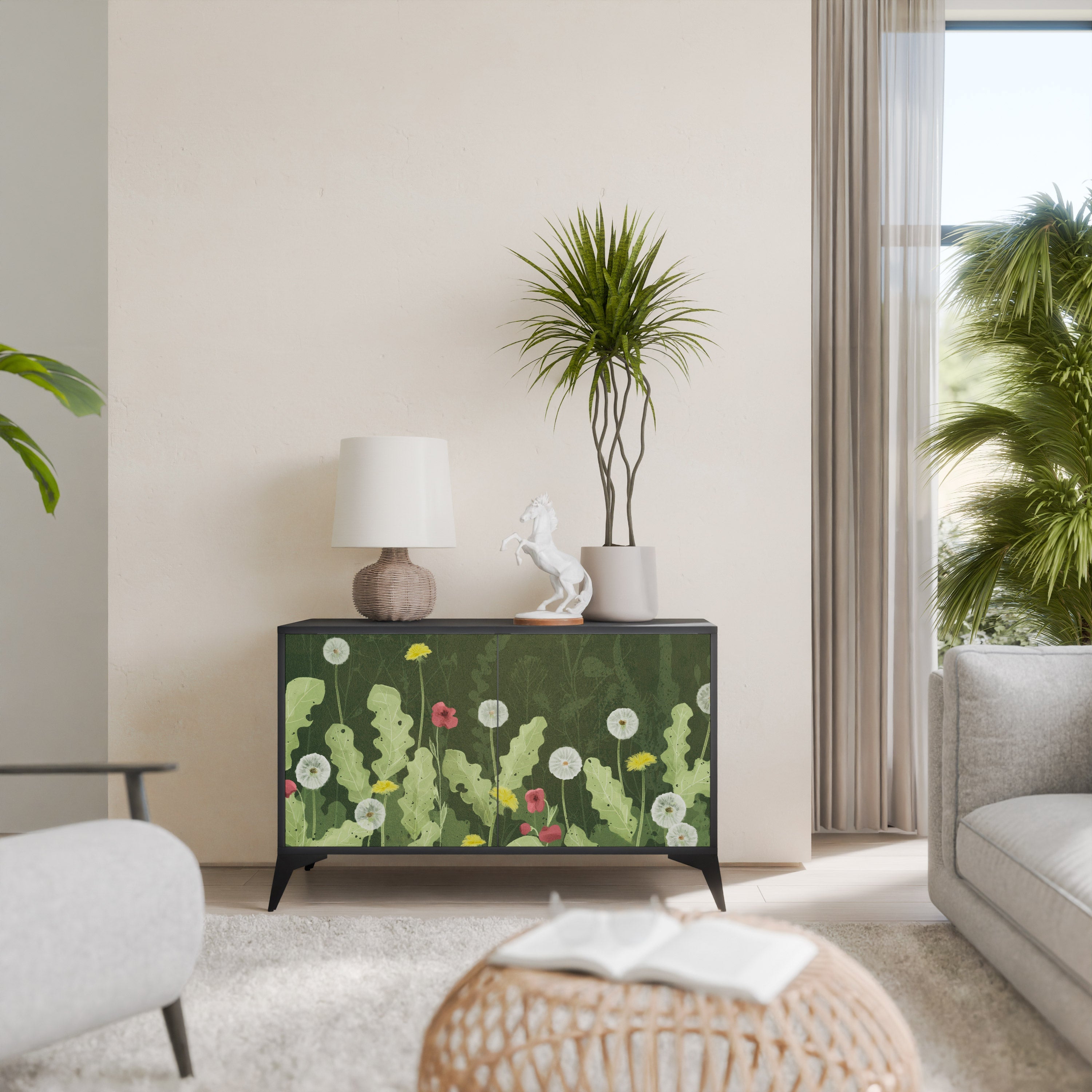 DANDELION AMUSE 2-Door Sideboard in Black Finish