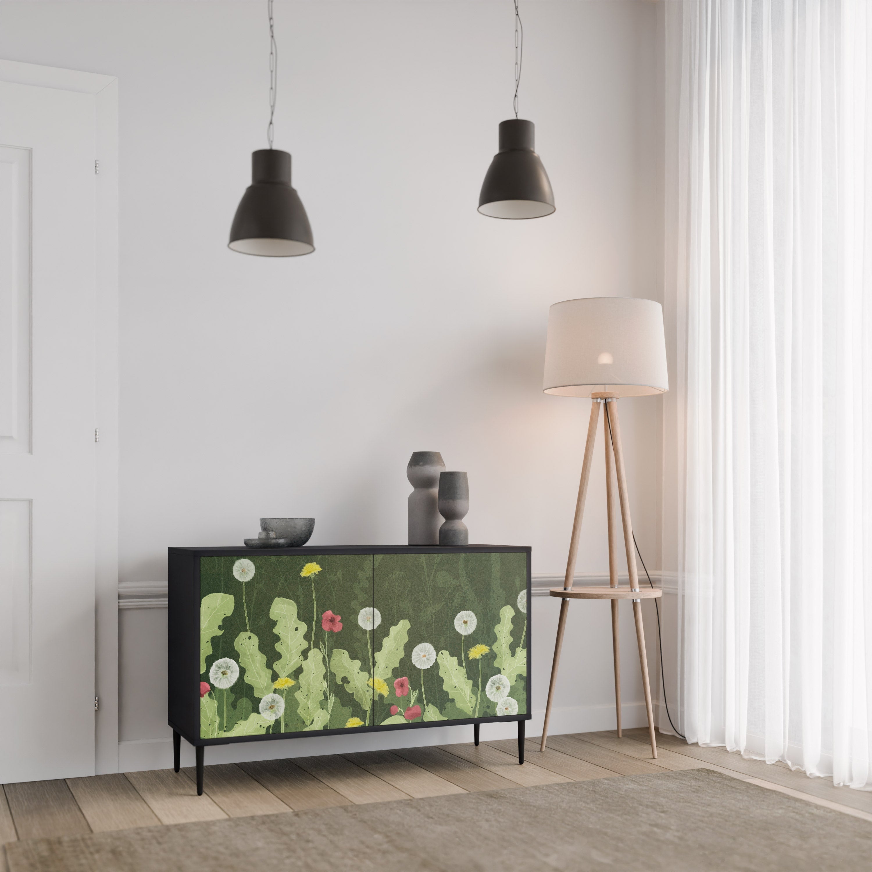 DANDELION AMUSE 2-Door Sideboard in Black Finish