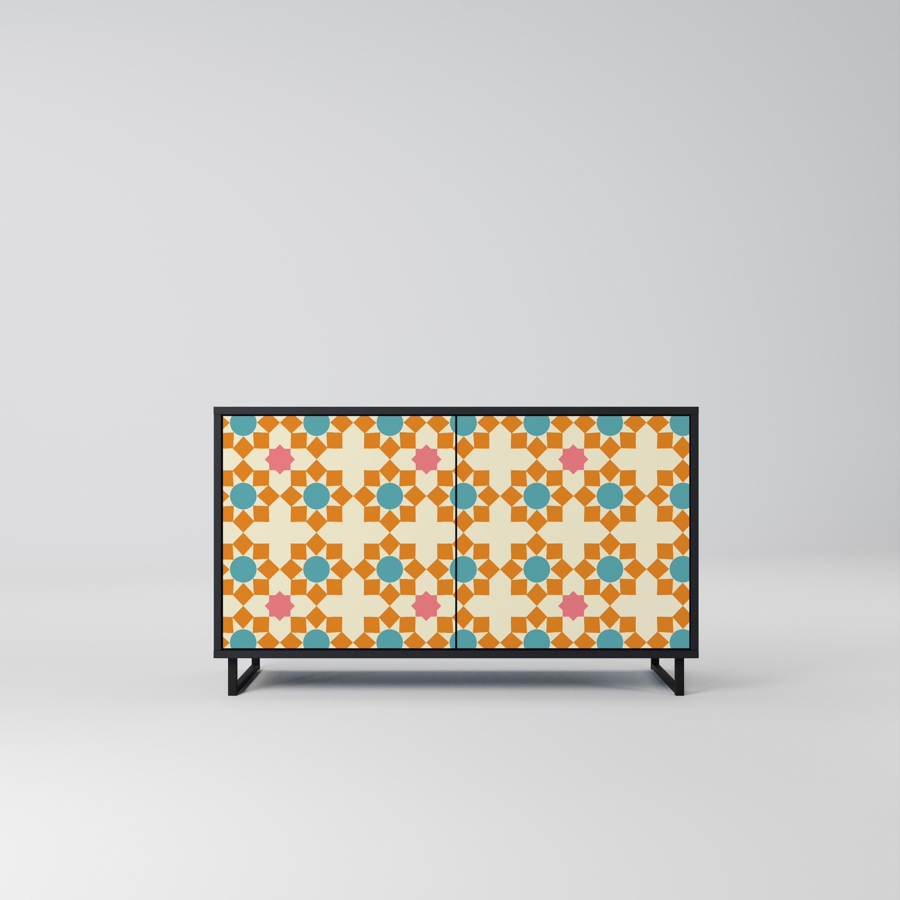 FLORAL DECOR 2-Door Sideboard in Black Finish