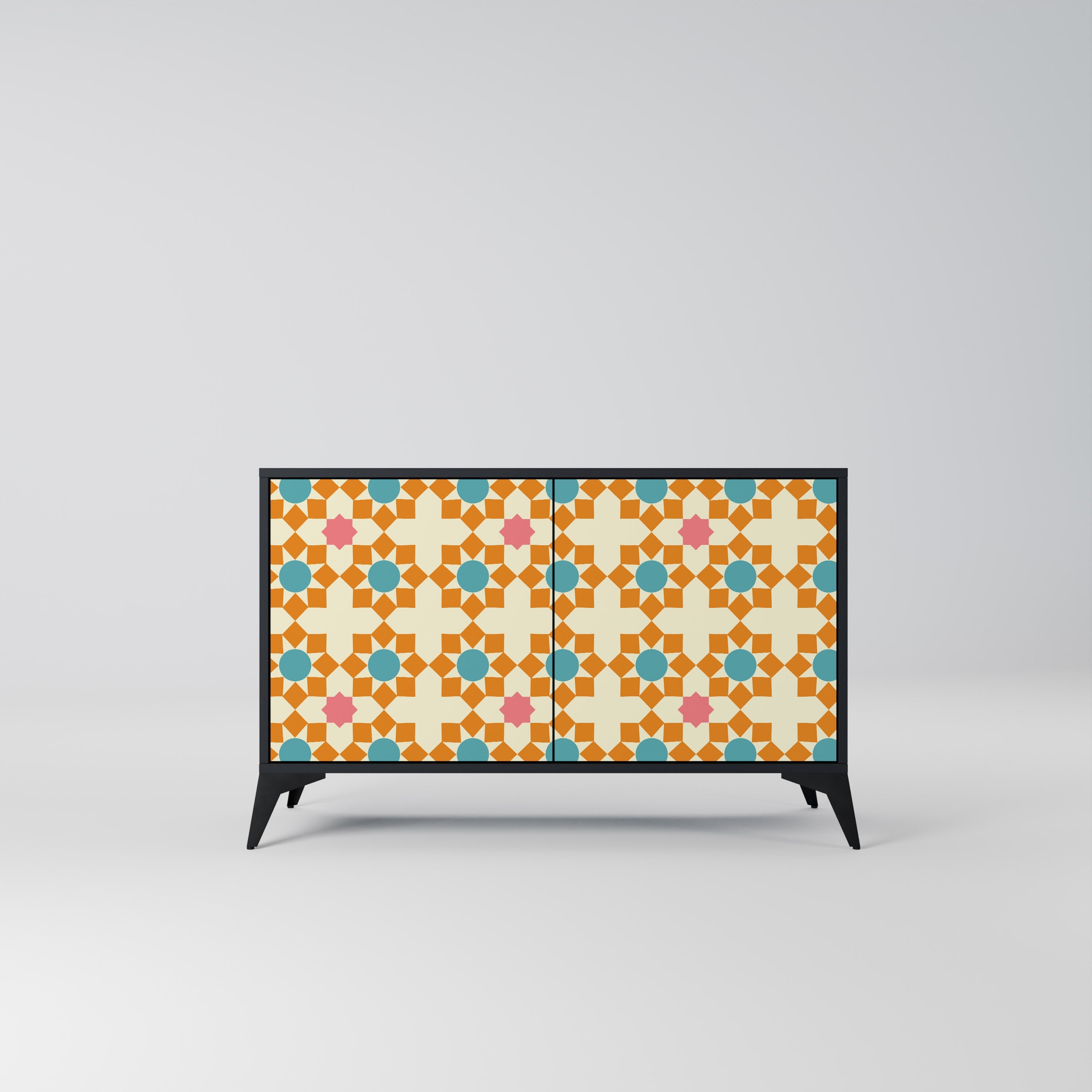 FLORAL DECOR 2-Door Sideboard in Black Finish