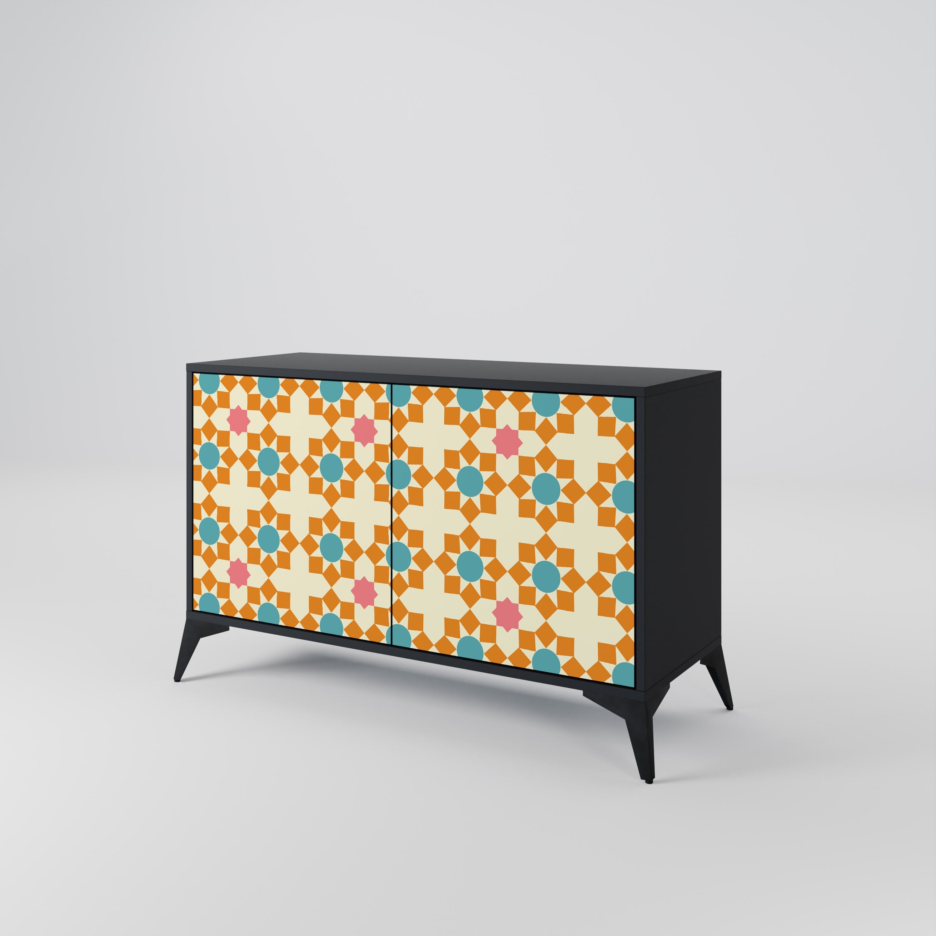 FLORAL DECOR 2-Door Sideboard in Black Finish