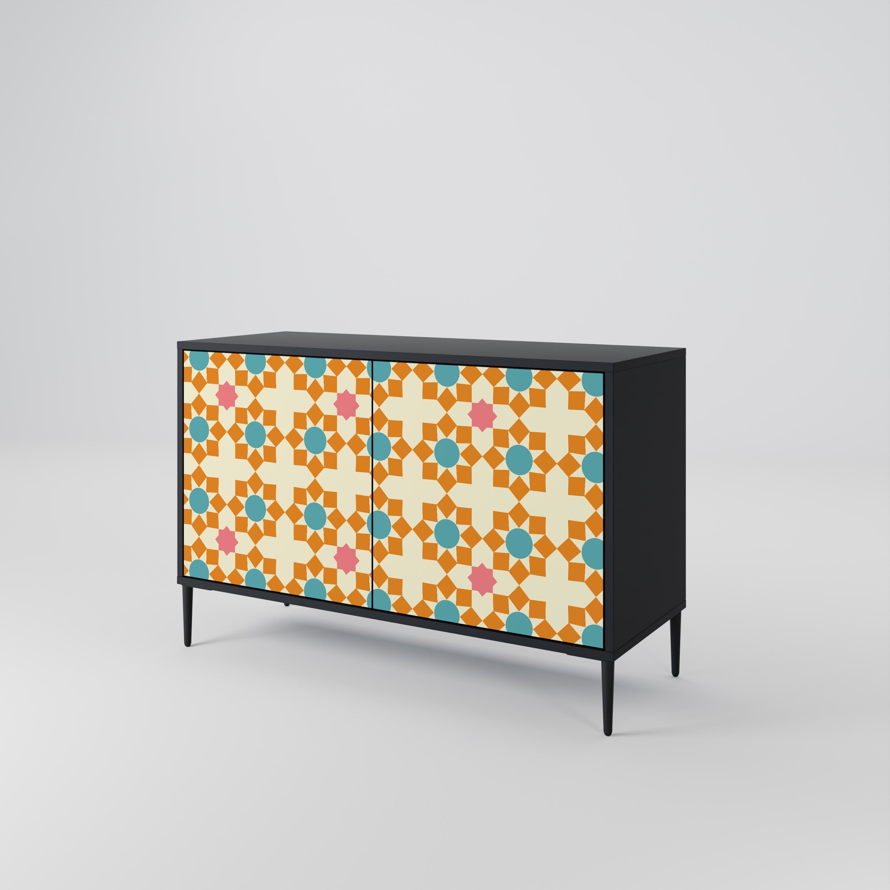 FLORAL DECOR 2-Door Sideboard in Black Finish