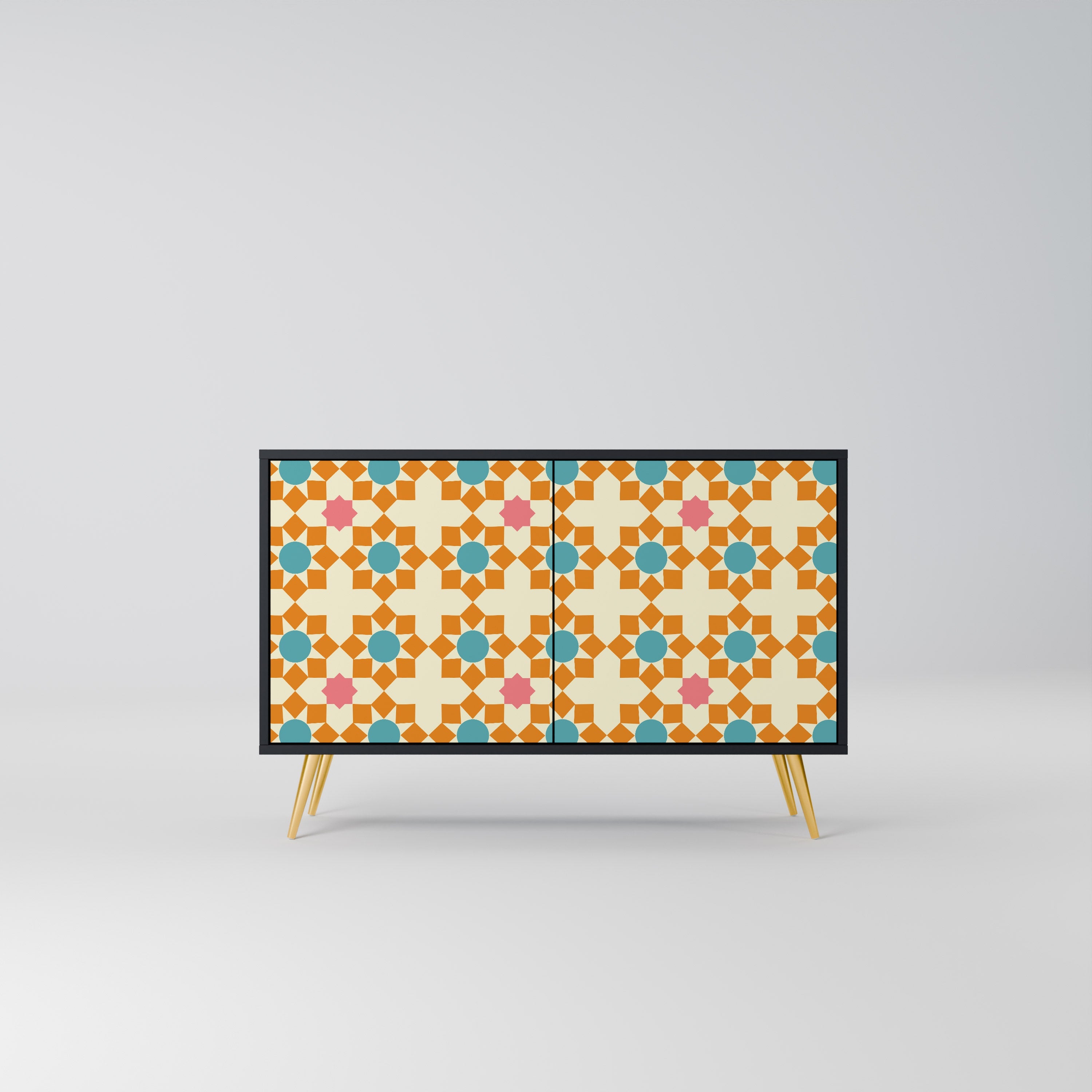 FLORAL DECOR 2-Door Sideboard in Black Finish