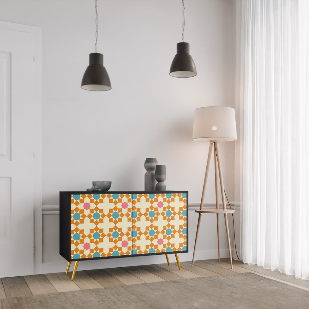 FLORAL DECOR 2-Door Sideboard in Black Finish