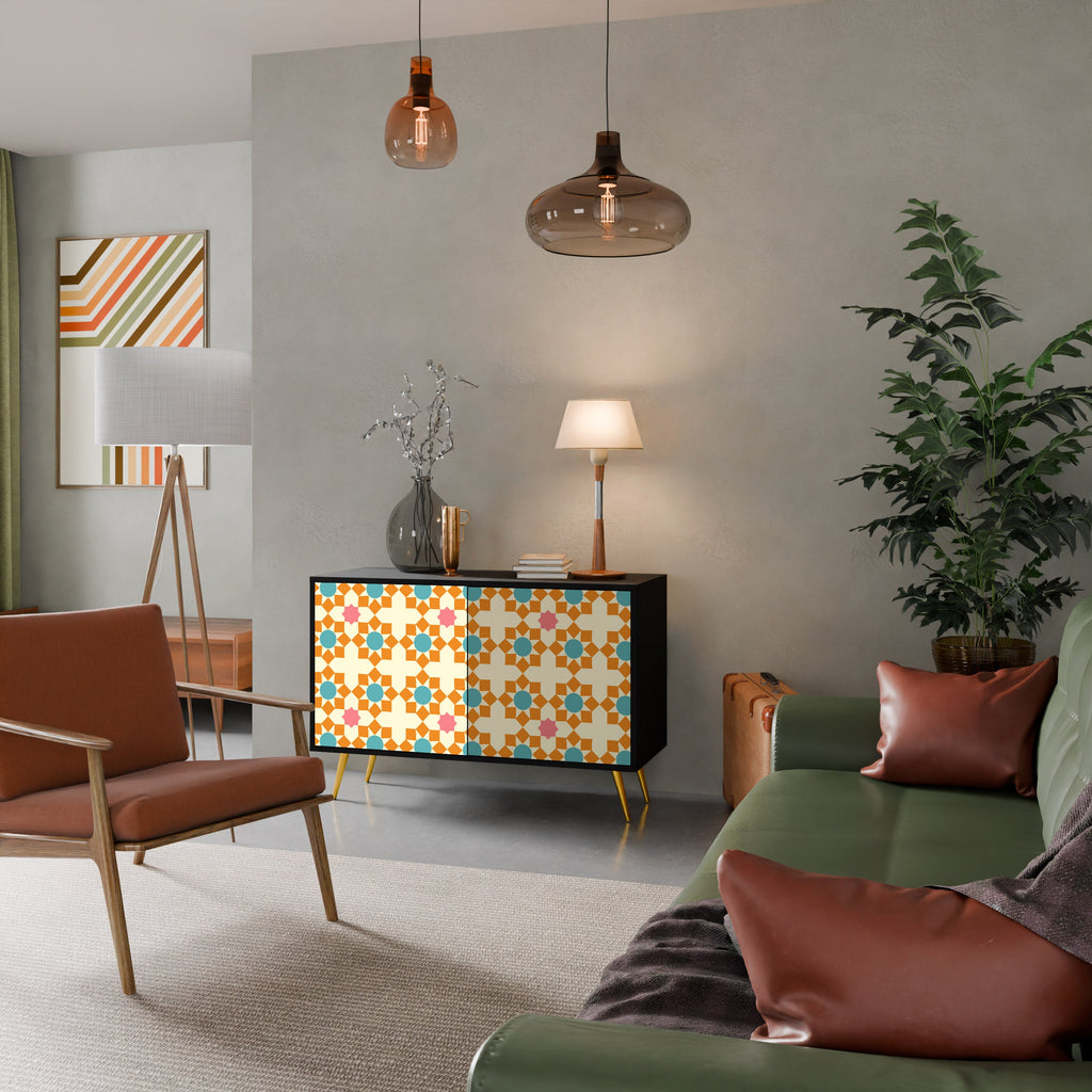 FLORAL DECOR 2-Door Sideboard in Black Finish