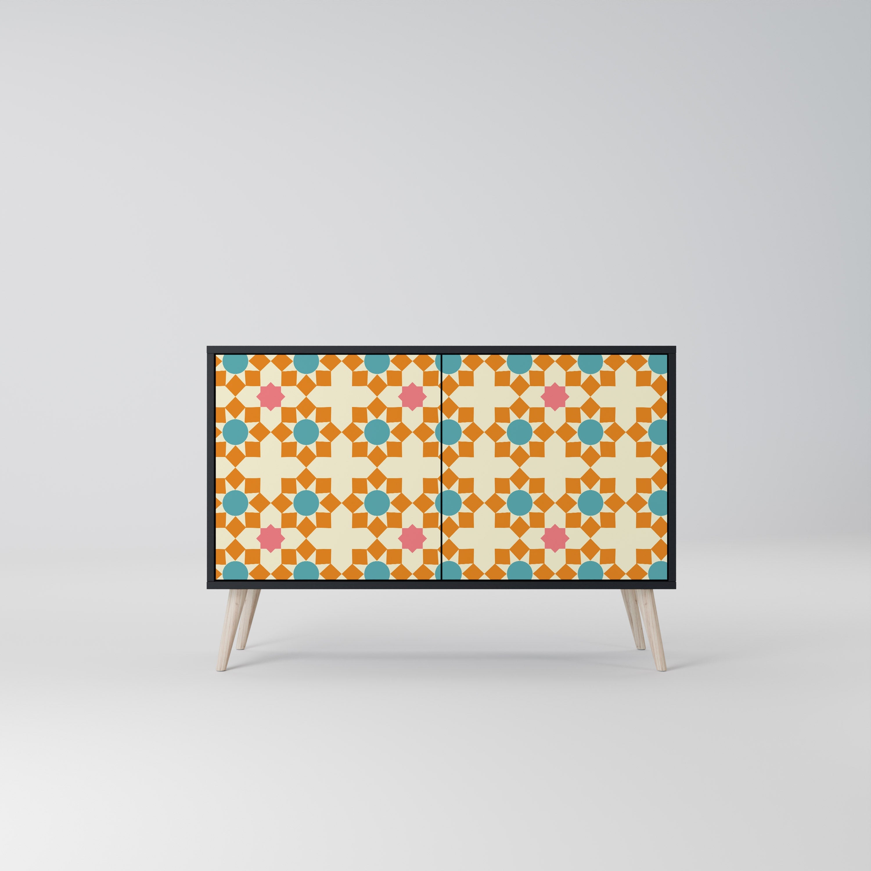 FLORAL DECOR 2-Door Sideboard in Black Finish