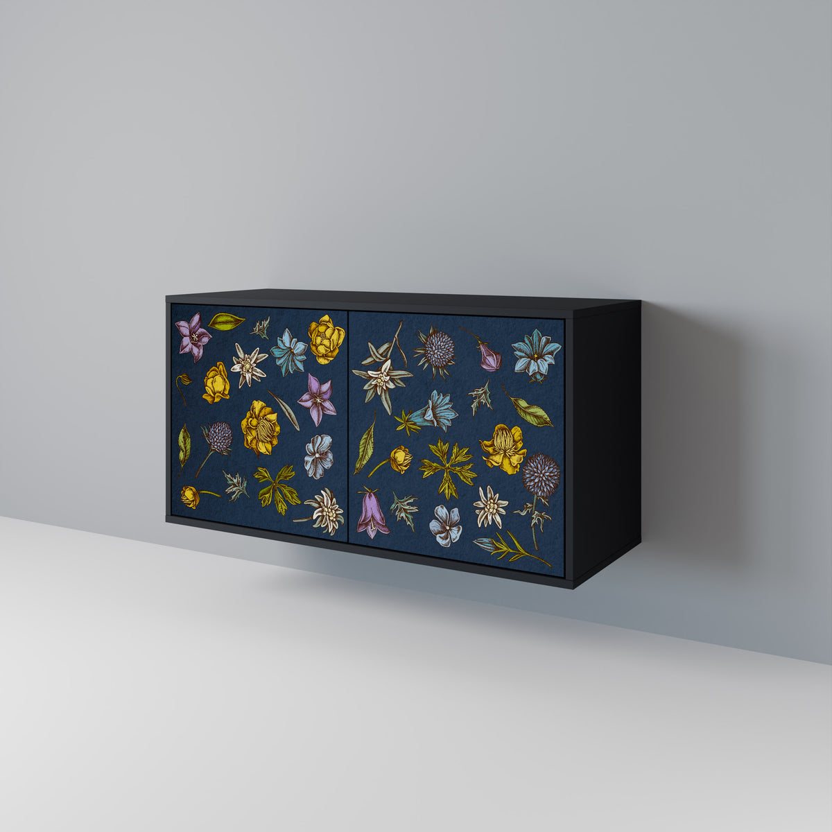 FLOWERS ON NAVY BLUE 2-türiges Sideboard