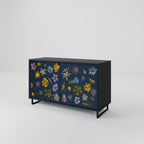 FLOWERS ON NAVY BLUE 2-Door Sideboard in Black Finish