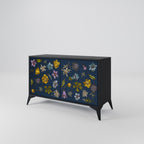 FLOWERS ON NAVY BLUE 2-Door Sideboard in Black Finish