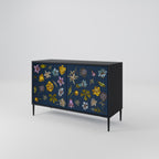 FLOWERS ON NAVY BLUE 2-Door Sideboard in Black Finish