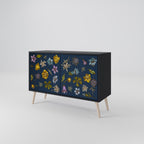 FLOWERS ON NAVY BLUE 2-Door Sideboard in Black Finish