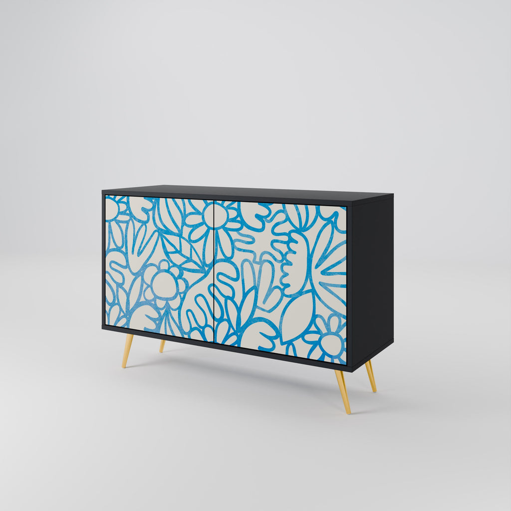 BLOOMY MORNING 2-Door Sideboard in Black Finish