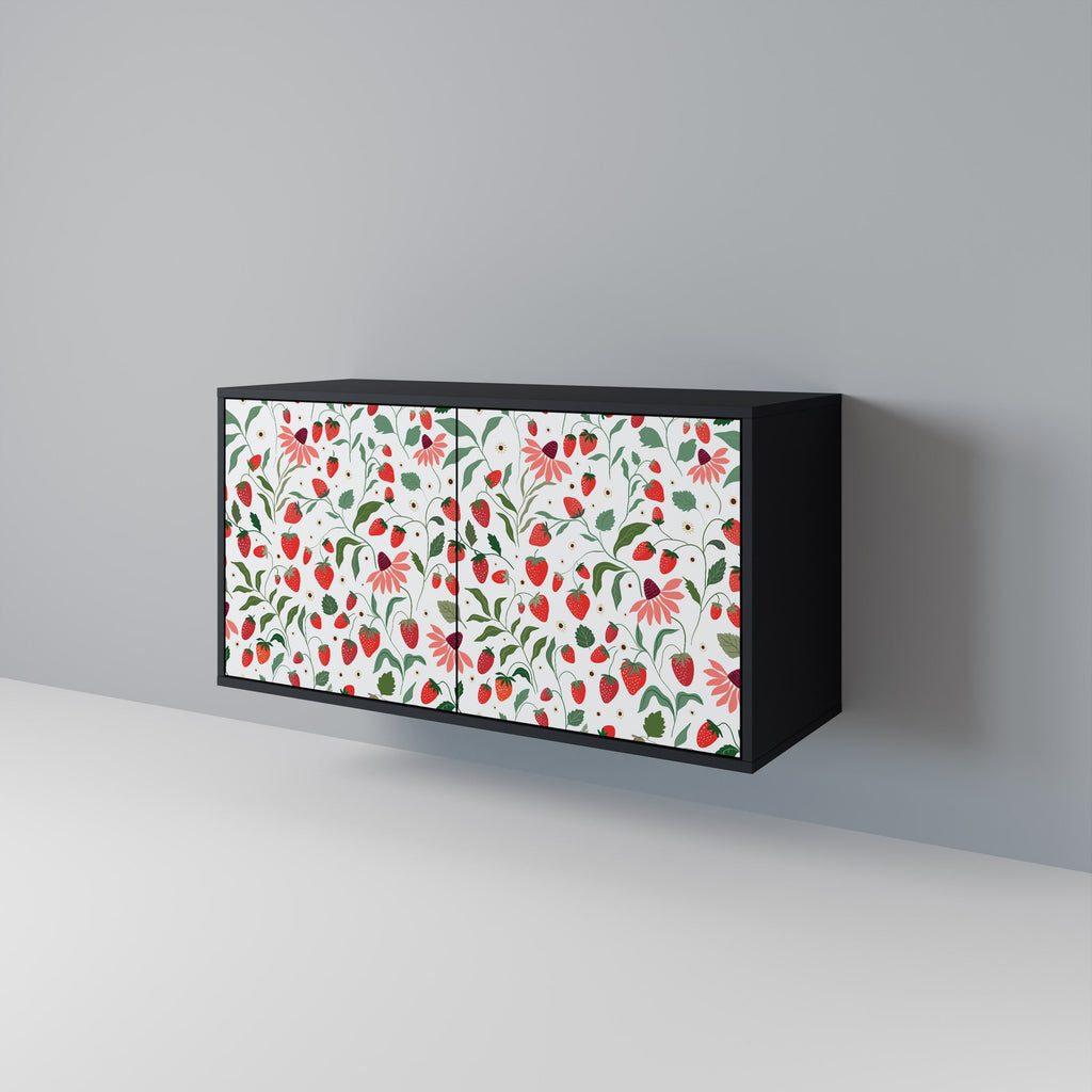 FLOWERS AND STRAWBERRIES 2-Door Sideboard in Black Finish