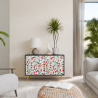 FLOWERS AND STRAWBERRIES 2-Door Sideboard in Black Finish