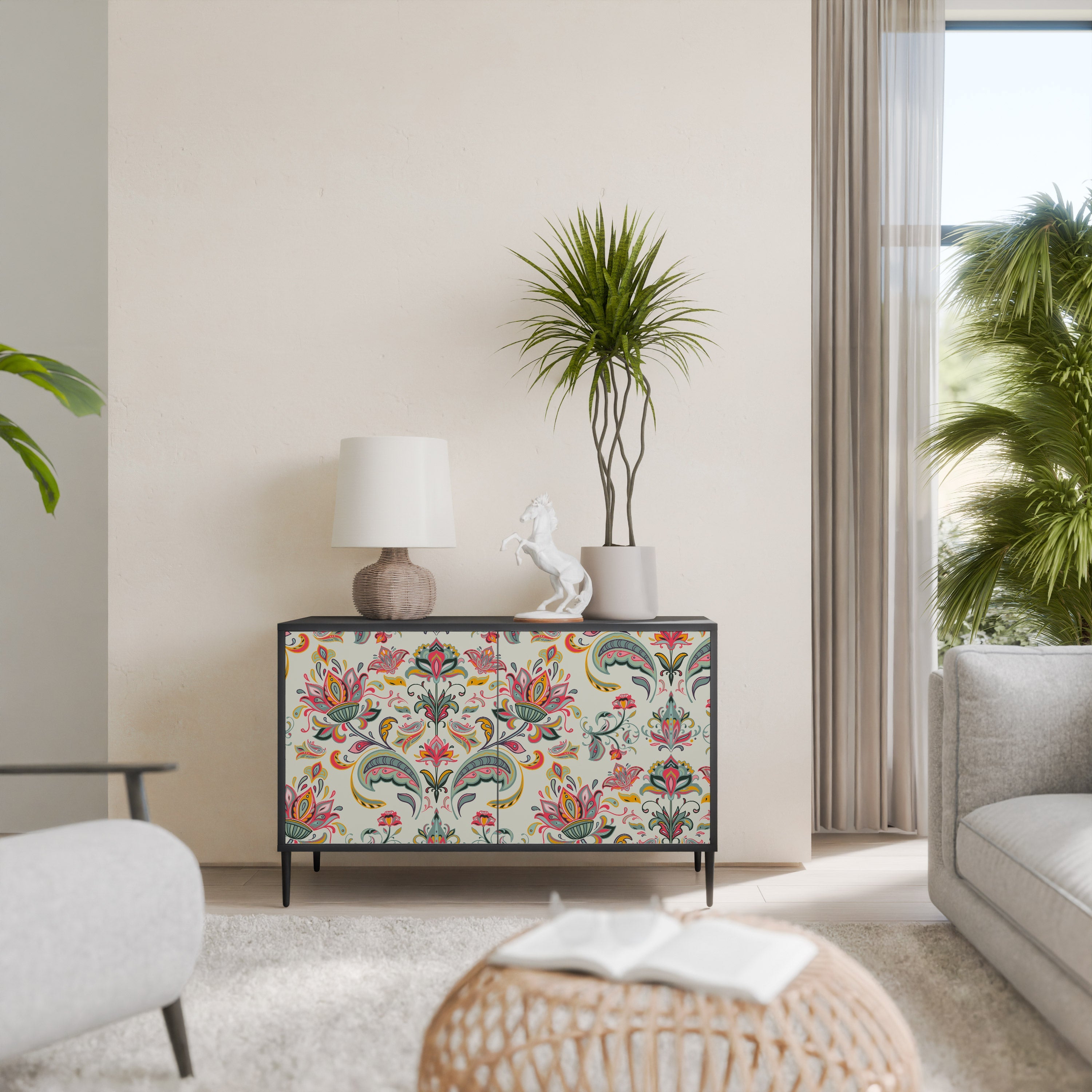 ORGANIC FOLKLORE 2-Door Sideboard in Black Finish