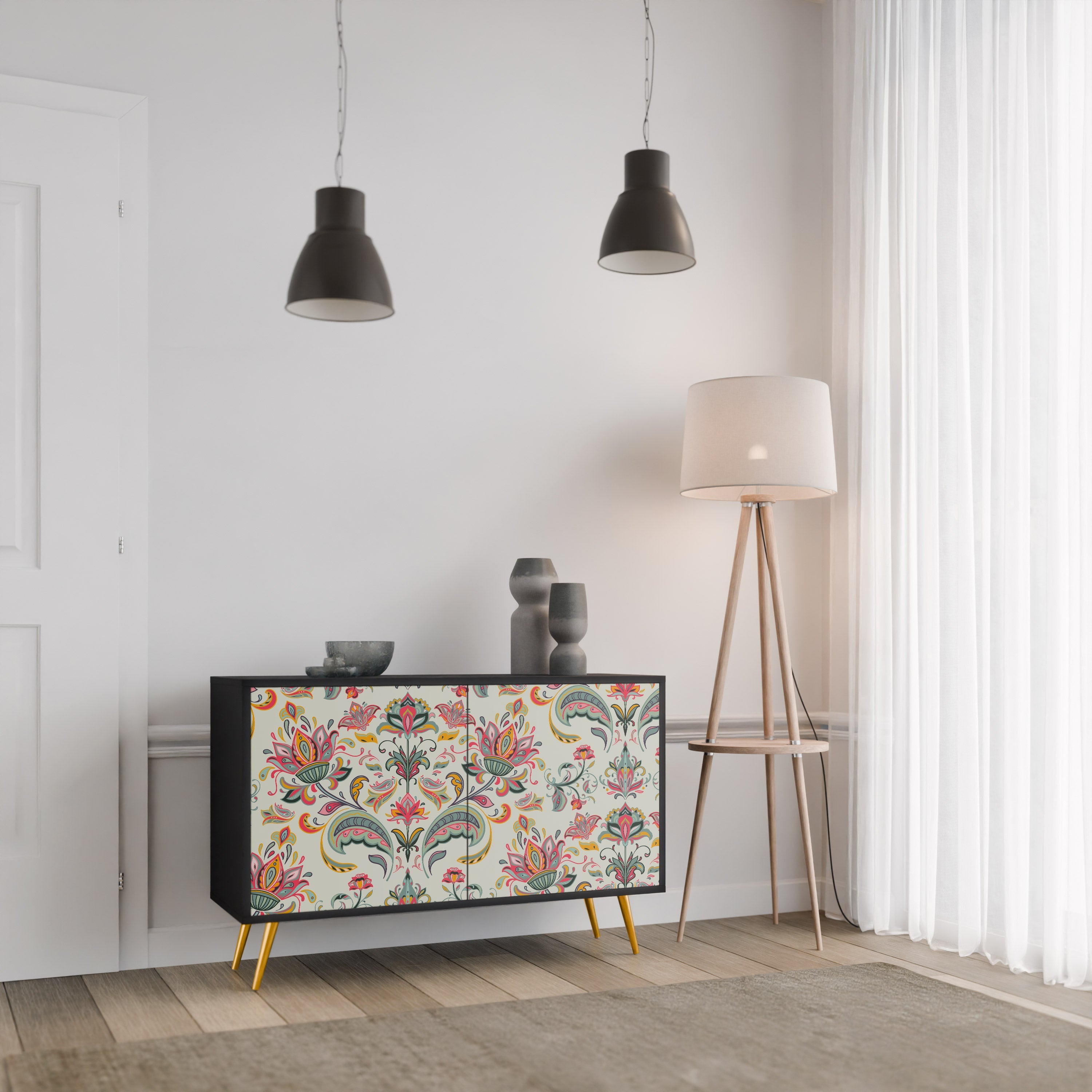 ORGANIC FOLKLORE 2-Door Sideboard in Black Finish