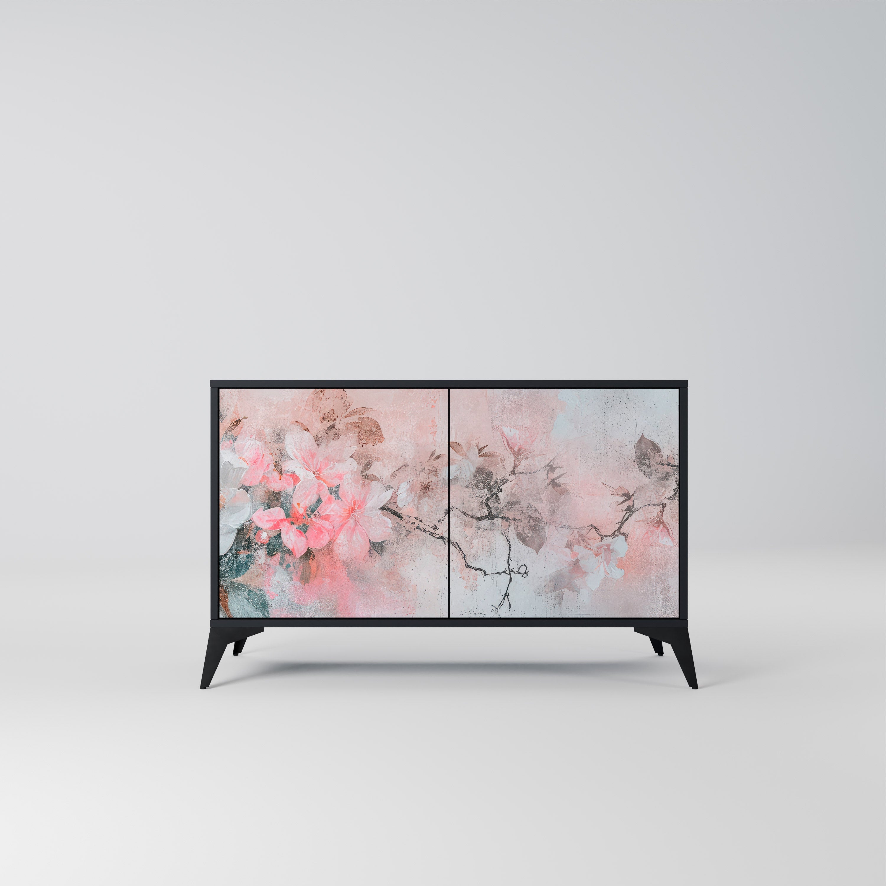 CHERRY BLOSSOM 2-Door Sideboard in Black Finish