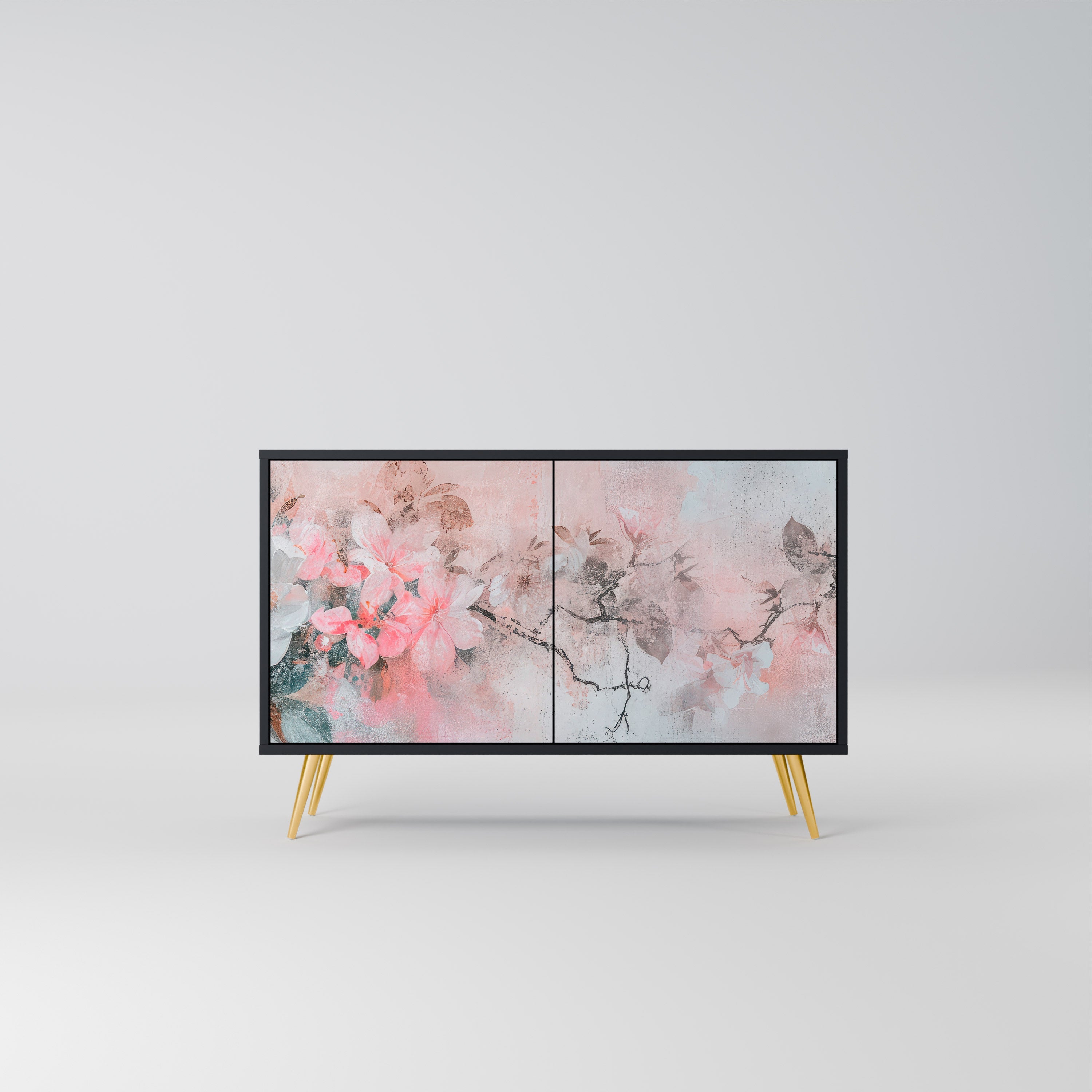 CHERRY BLOSSOM 2-Door Sideboard in Black Finish