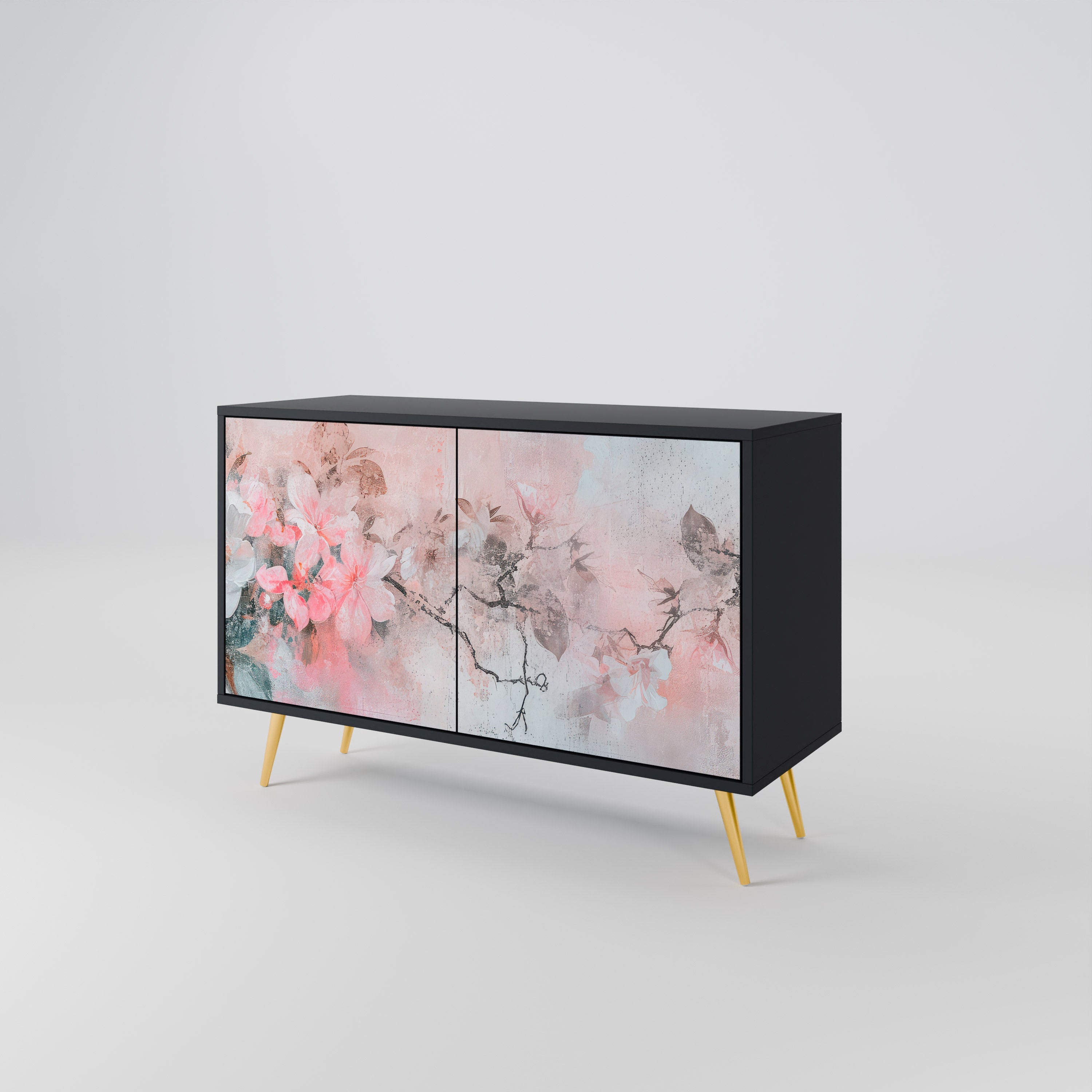 CHERRY BLOSSOM 2-Door Sideboard in Black Finish
