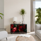 DAHLIAS AND POMEGRANATES 2-Door Sideboard in Black Finish