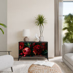 DAHLIAS AND POMEGRANATES 2-Door Sideboard in Black Finish