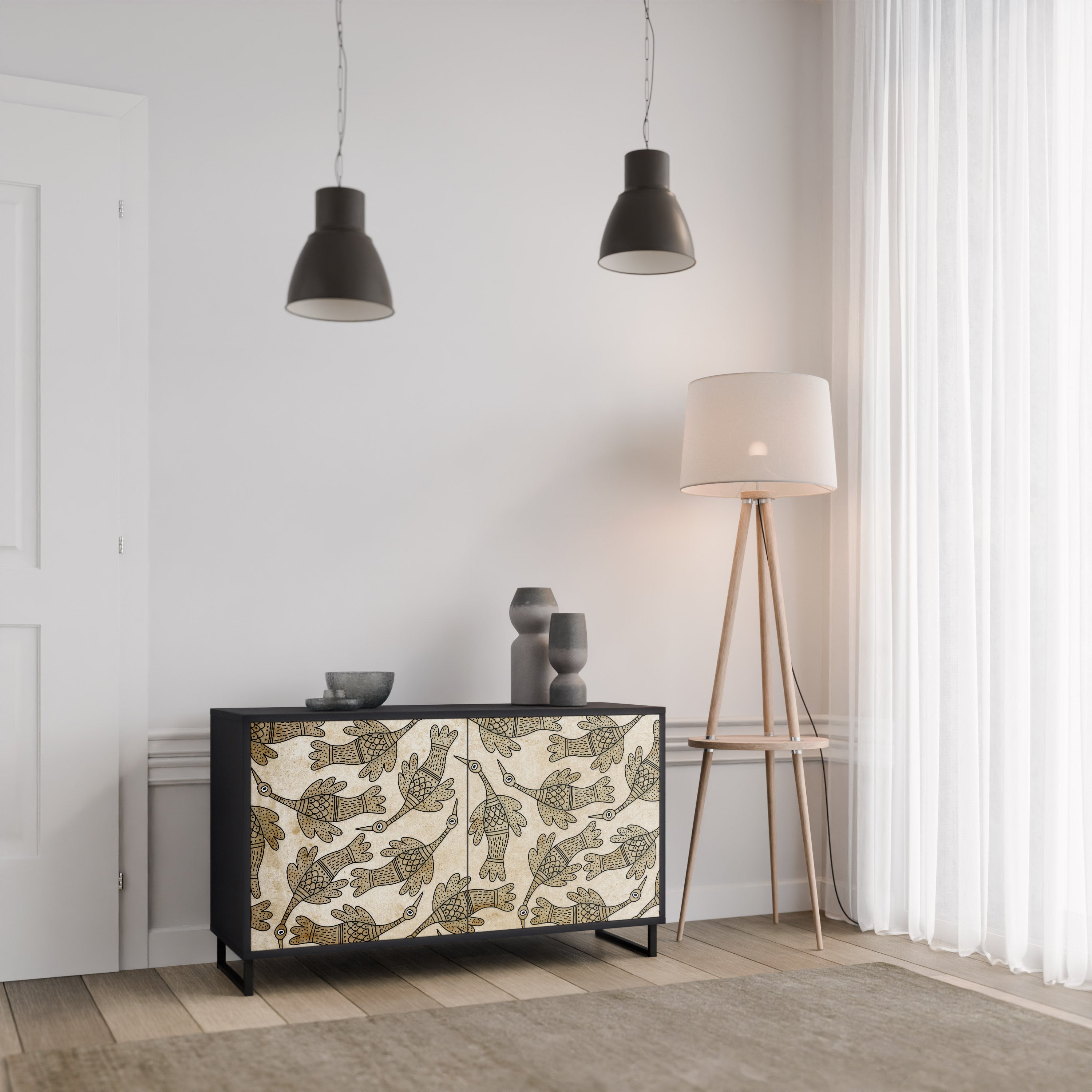 ALMONDINE SONGBIRD 2-Door Sideboard in Black Finish
