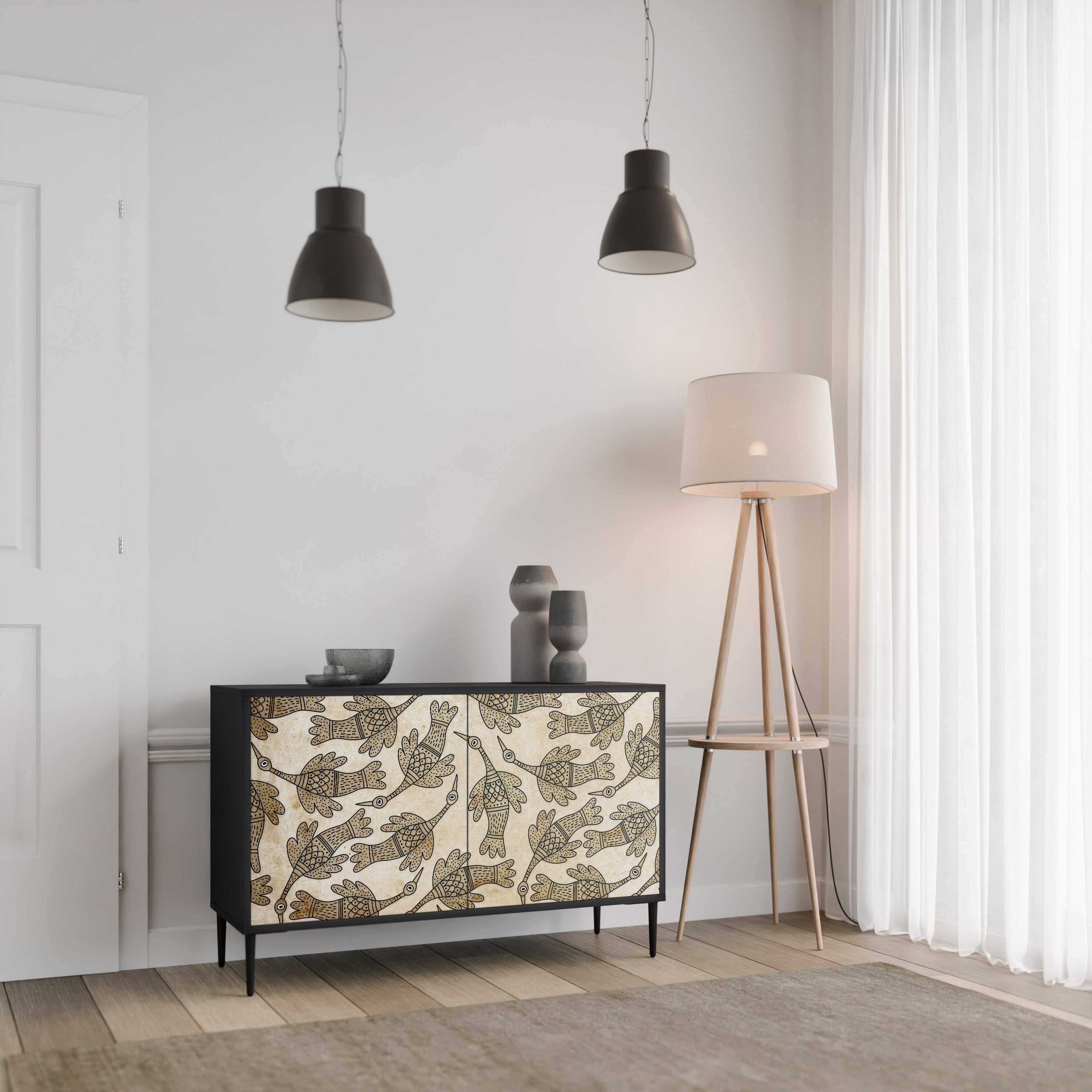 ALMONDINE SONGBIRD 2-Door Sideboard in Black Finish